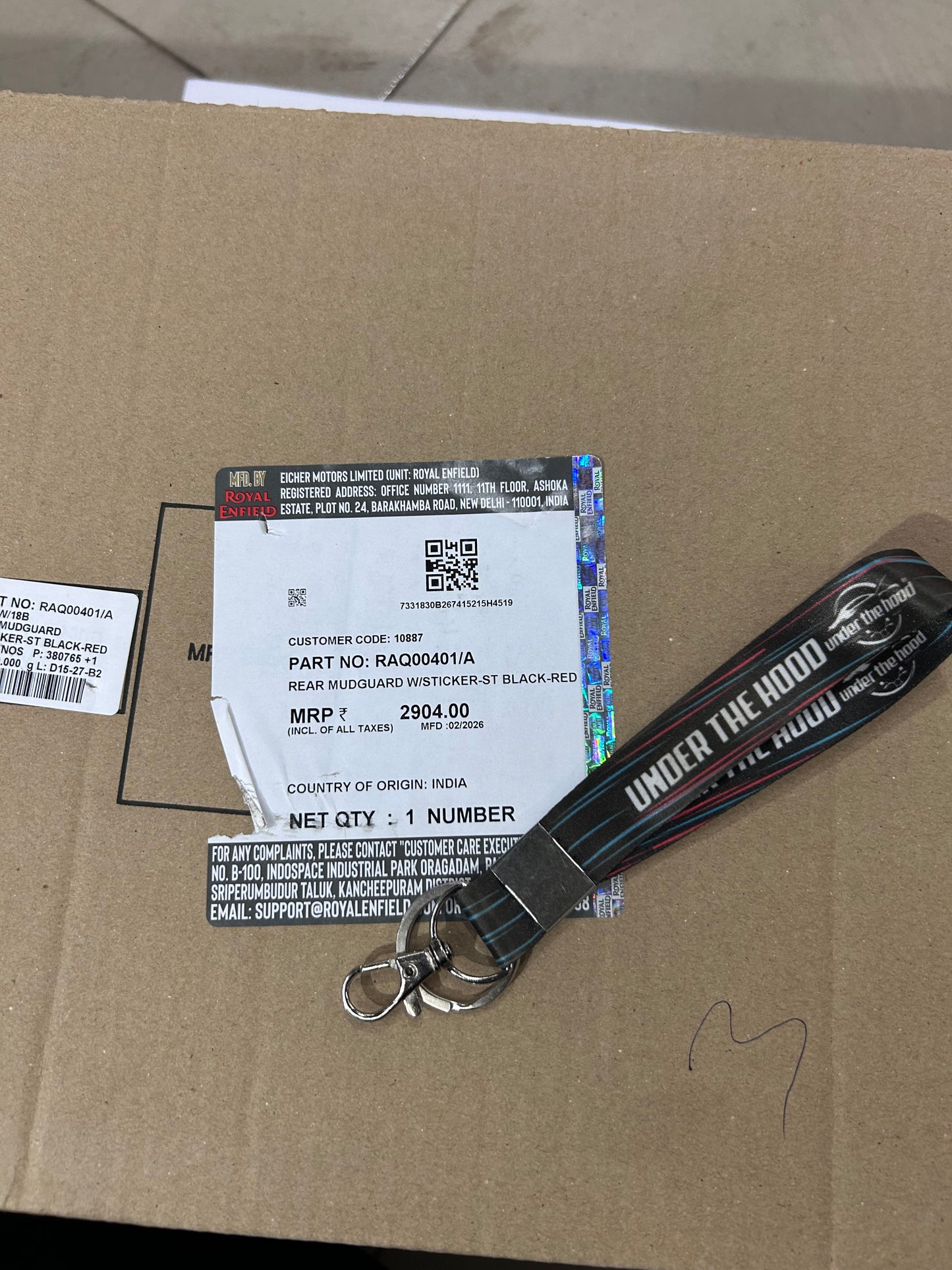Royal Enfield Rear Mudguard with Sticker (St Black) for Classic 350 ABS BS6 UCE – RAQ00401/A