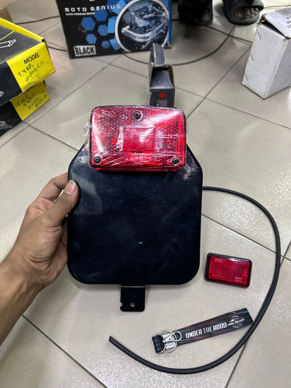 HKK Old Model Vintage Backlight & Number Plate Kit – Royal Enfield Classic 350/500 UCE & Bullet Standard 350/500 | Lumax Tail Light + Genuine RE Reflector + Free Beading