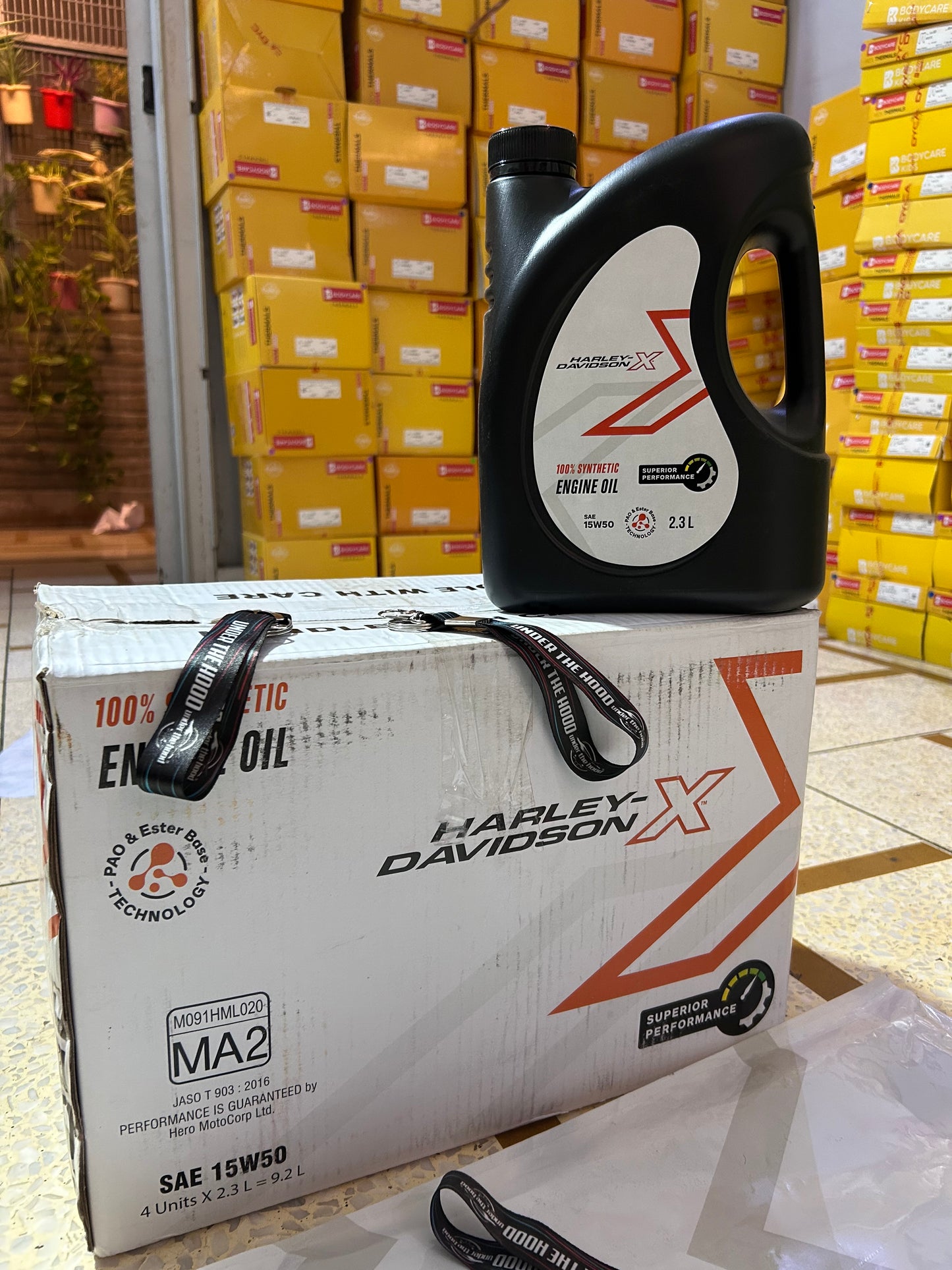 Harley-Davidson X440 / Hero Mavrick 440 Complete Oil Change Kit – Genuine 15W50 MA2 Engine Oil (2.3L) + Hero Oil Filter & Gasket Kit KHDH11113RAAA000S (15410ACA001S)