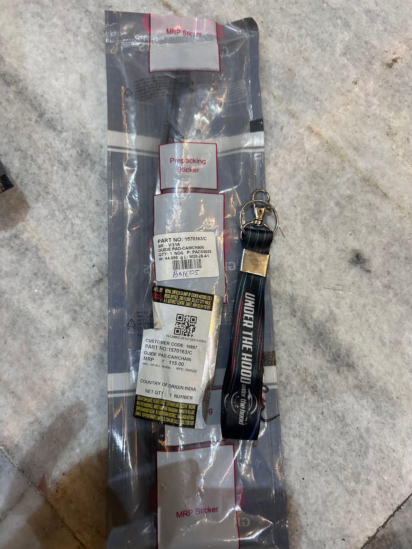 Royal Enfield 1570163/C – Guide Pad (Cam Chain) – OEM Genuine for J-Series (Classic Reborn, Meteor, Hunter, New Bullet 350)