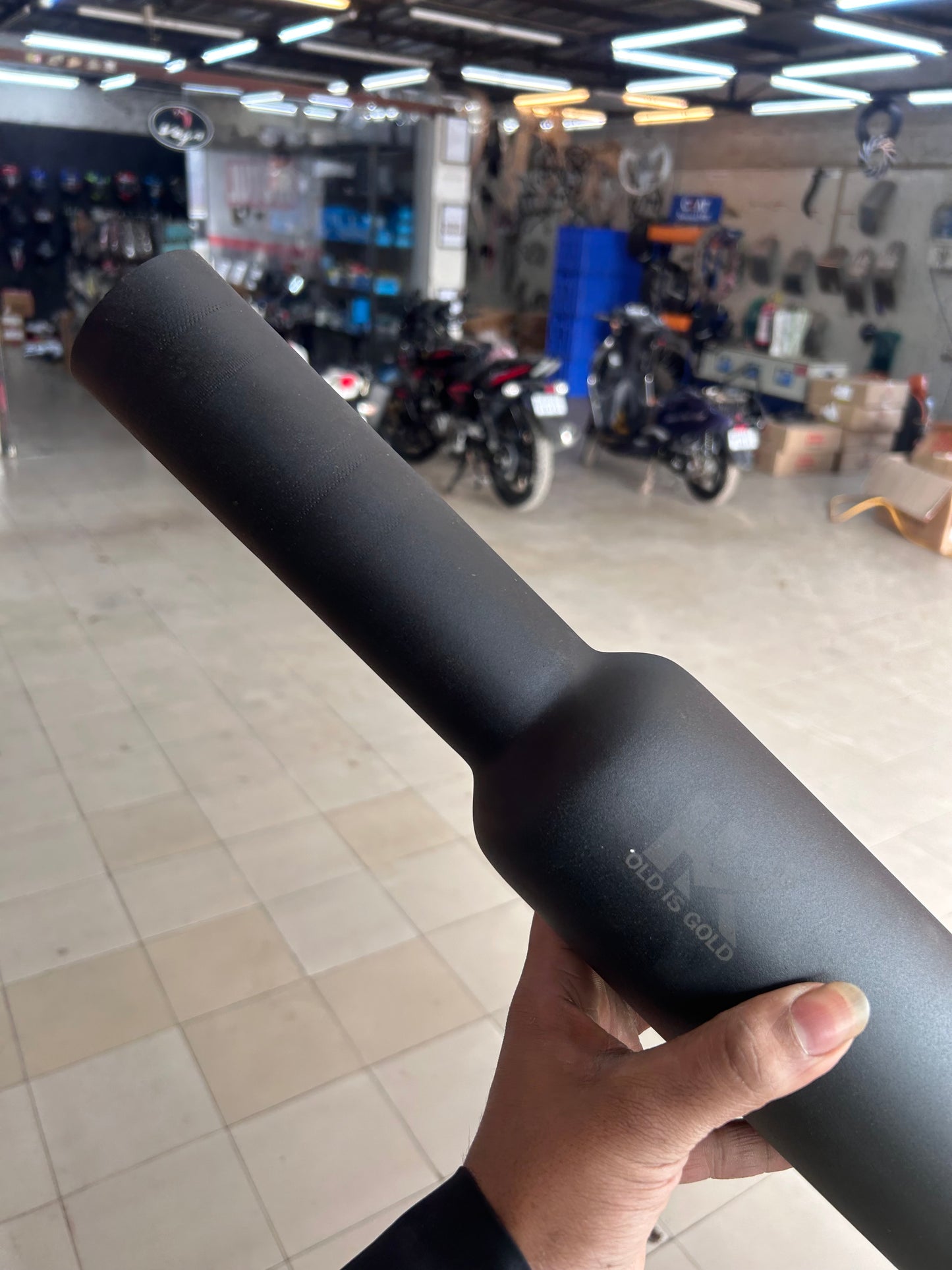 HK Mini/Short Punjab Silencer (Big Mouth, Chrome) for Royal Enfield Classic 350 Reborn (J-Series) & New Bullet 350 2023+ (Battalion Black) – HK