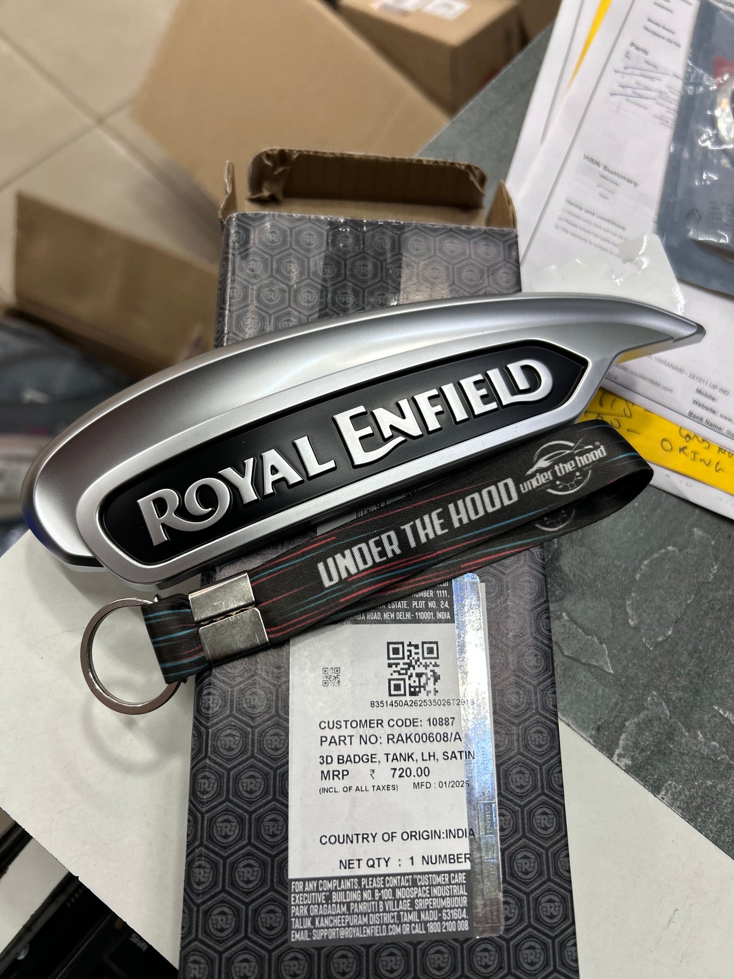 Royal Enfield Meteor 350 Genuine 3D Fuel Tank Badge – LH (Left Side) Satin – RAK00608/A