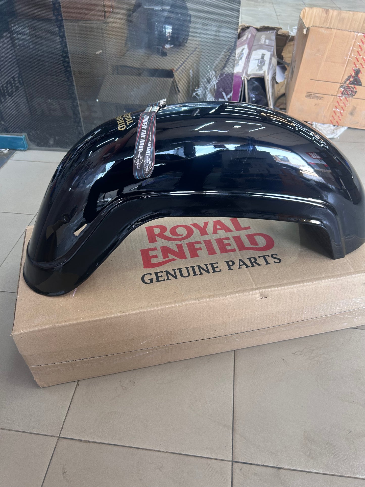 Rear Mudguard With Sticker STD BVI (Black) for Bullet 500 UCE BS4 & Bullet 350 UCE KS/ES – Genuine Royal Enfield 866133