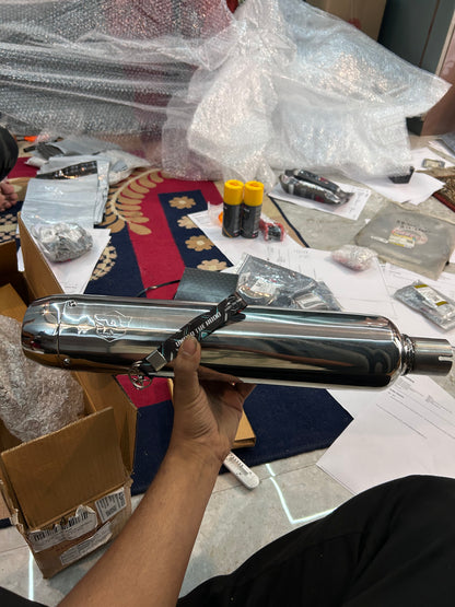 Royal Enfield 1990718 Silver Tapered Silencer-IN — Genuine OEM Exhaust for Classic 350 & 500 UC