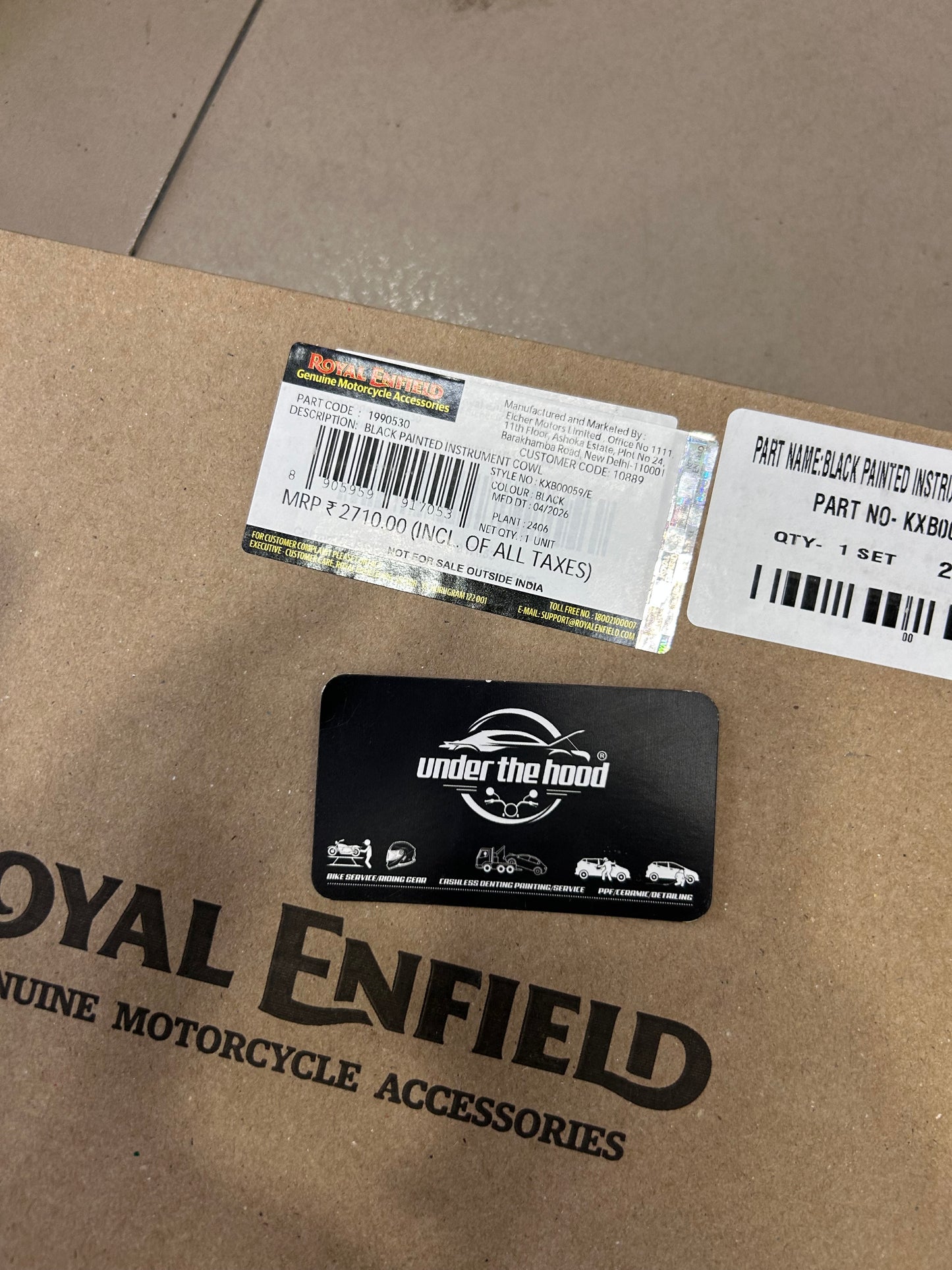 Royal Enfield 1990530 Black Painted Instrument Cowl — OEM Windshield / Flyscreen for Bear 650