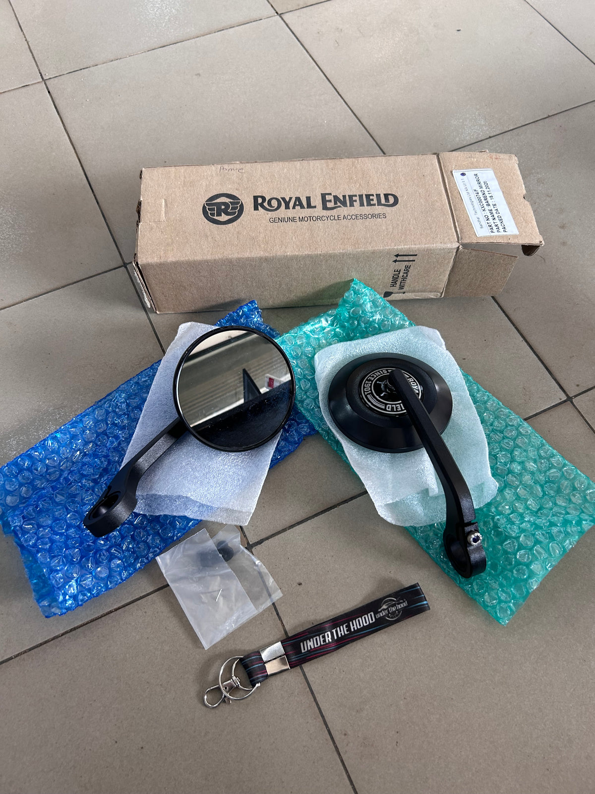 Royal Enfield Genuine Black Round Bar End Mirrors Pair KXA00461