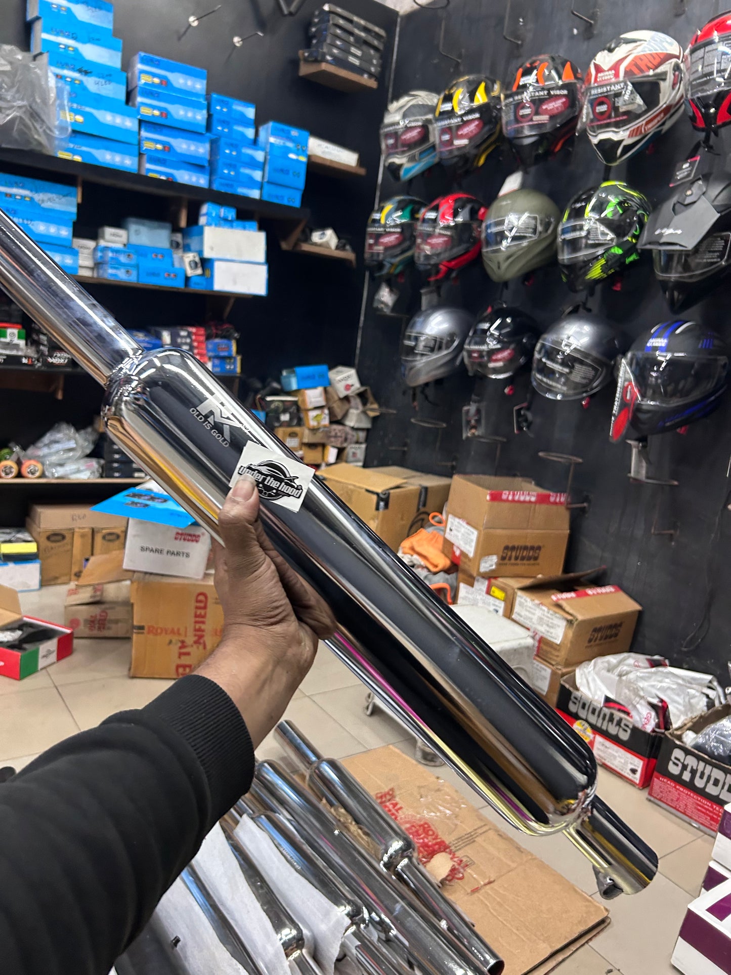 HK Long Punjab Silencer Small Mouth (Chrome) for Classic 350 Reborn & Bullet 350 J-Series (HK-LP-LONG-SM)