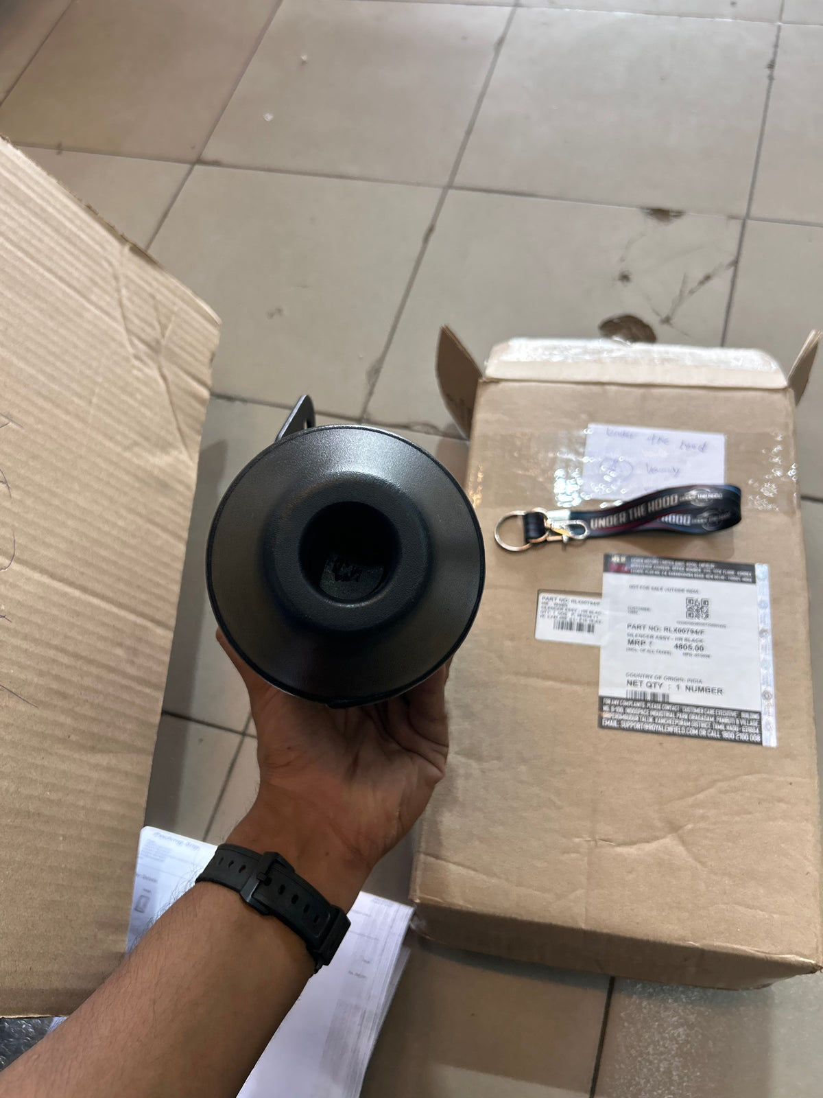 Royal Enfield Hunter 350 Stock Silencer Assembly HR Black – Genuine OEM Exhaust – RLX00794/F