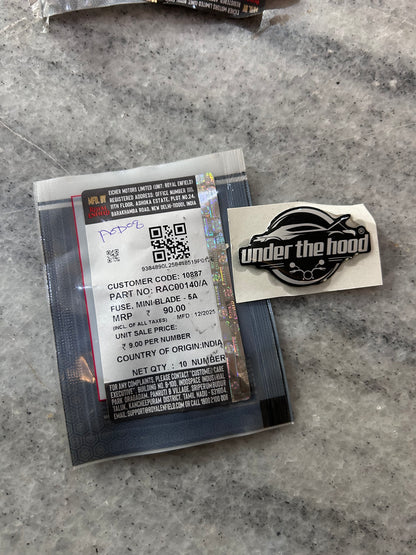 Royal Enfield Mini Blade Fuse – 5A (Electrical OE) — Classic 350 ABS BS4 (confirmed) — RAC00140 / RAC00140/A