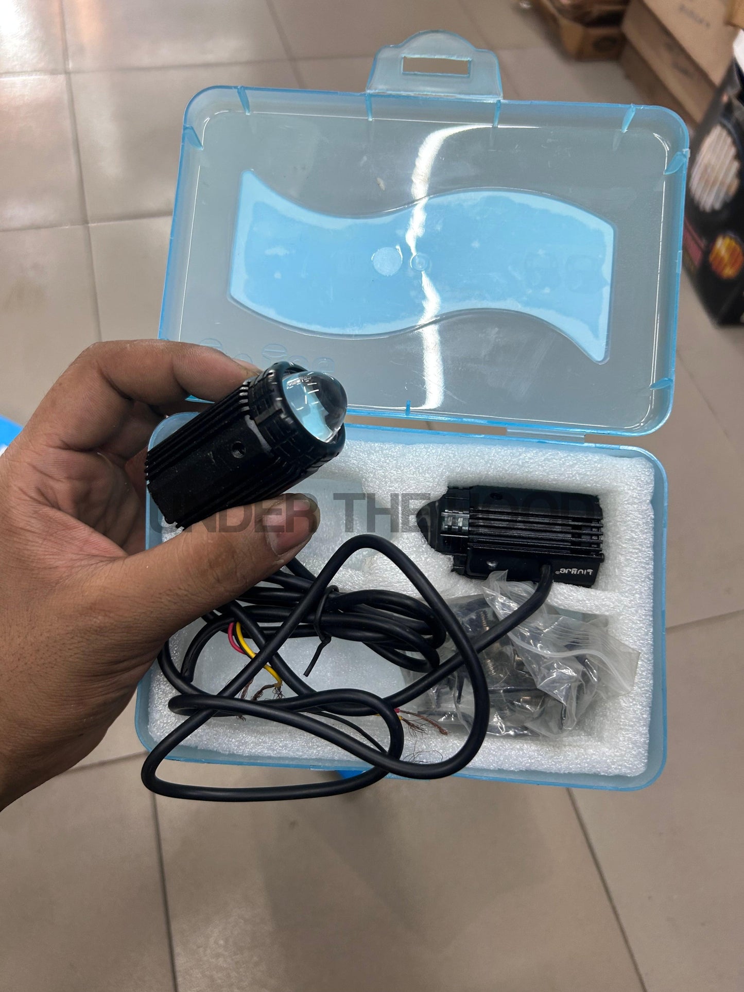 HJG Mini Drive Original LED Fog Light Set – Yellow Low Beam & White High Beam, Dual-Color 40W (9-80V), IP67 Waterproof, Universal Fit for Bikes & Cars + 3-Way Switch