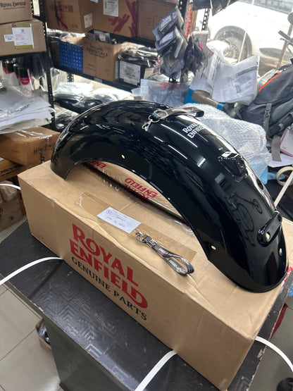 Rear Mudguard / Rear Fender with Sticker (Gloss Black) for Royal Enfield Classic 350 Reborn (Redditch Grey) – RAQ00466/B