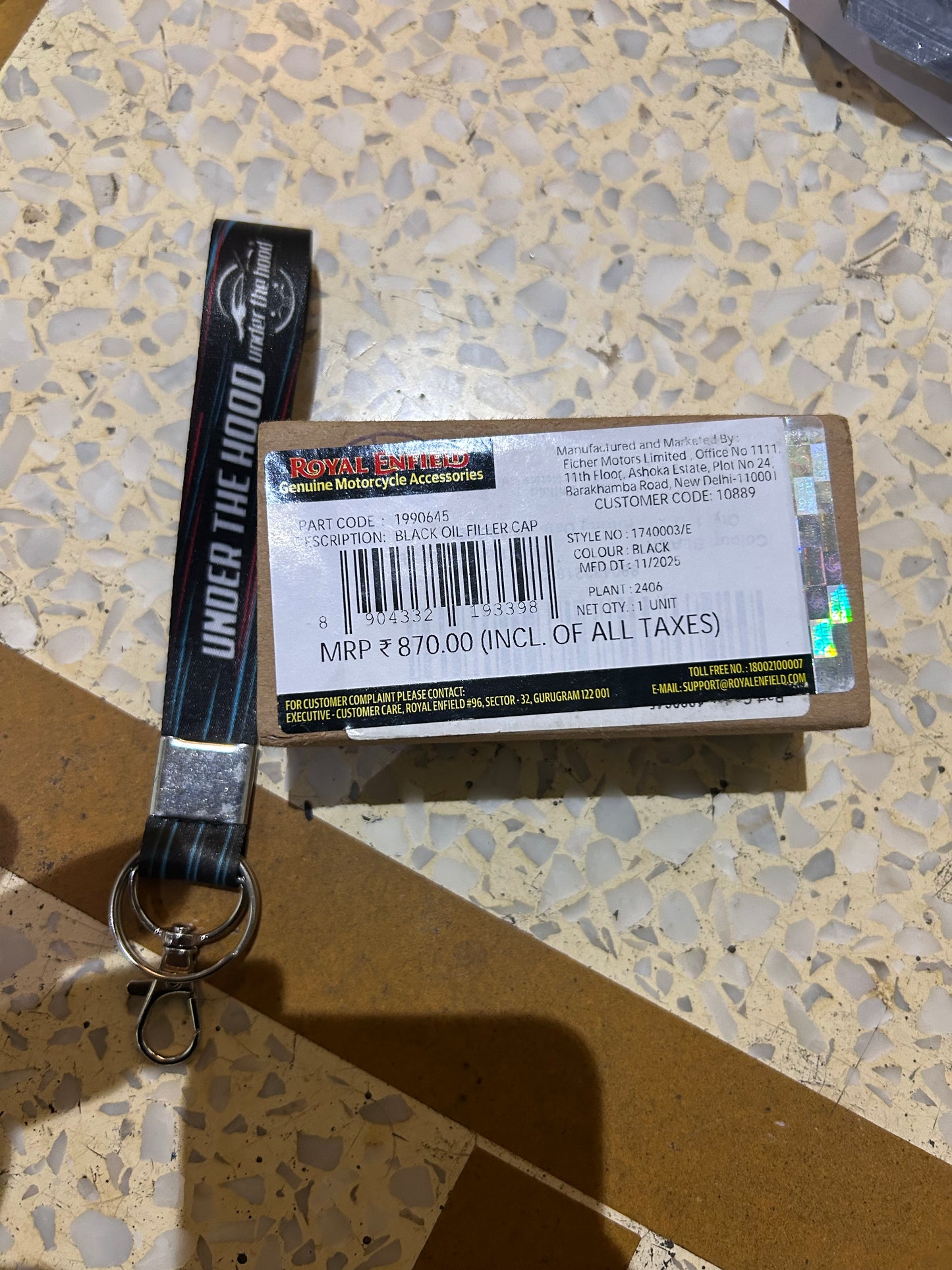 Royal Enfield 1990645 Black Oil Filler Cap — OEM Machined Aluminium Cap for Classic / Bullet / Electra UCE