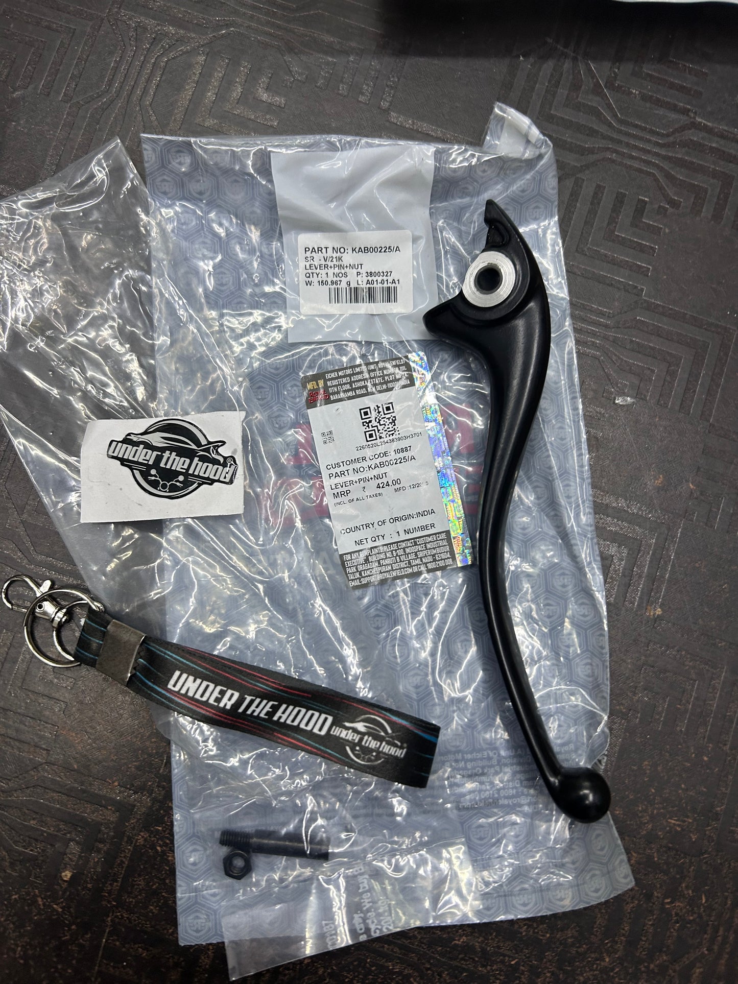 Royal Enfield KAB00225/A Front Brake Lever Kit (Black) – Meteor 350, Hunter 350, Classic 350 Reborn, Bullet 350 J