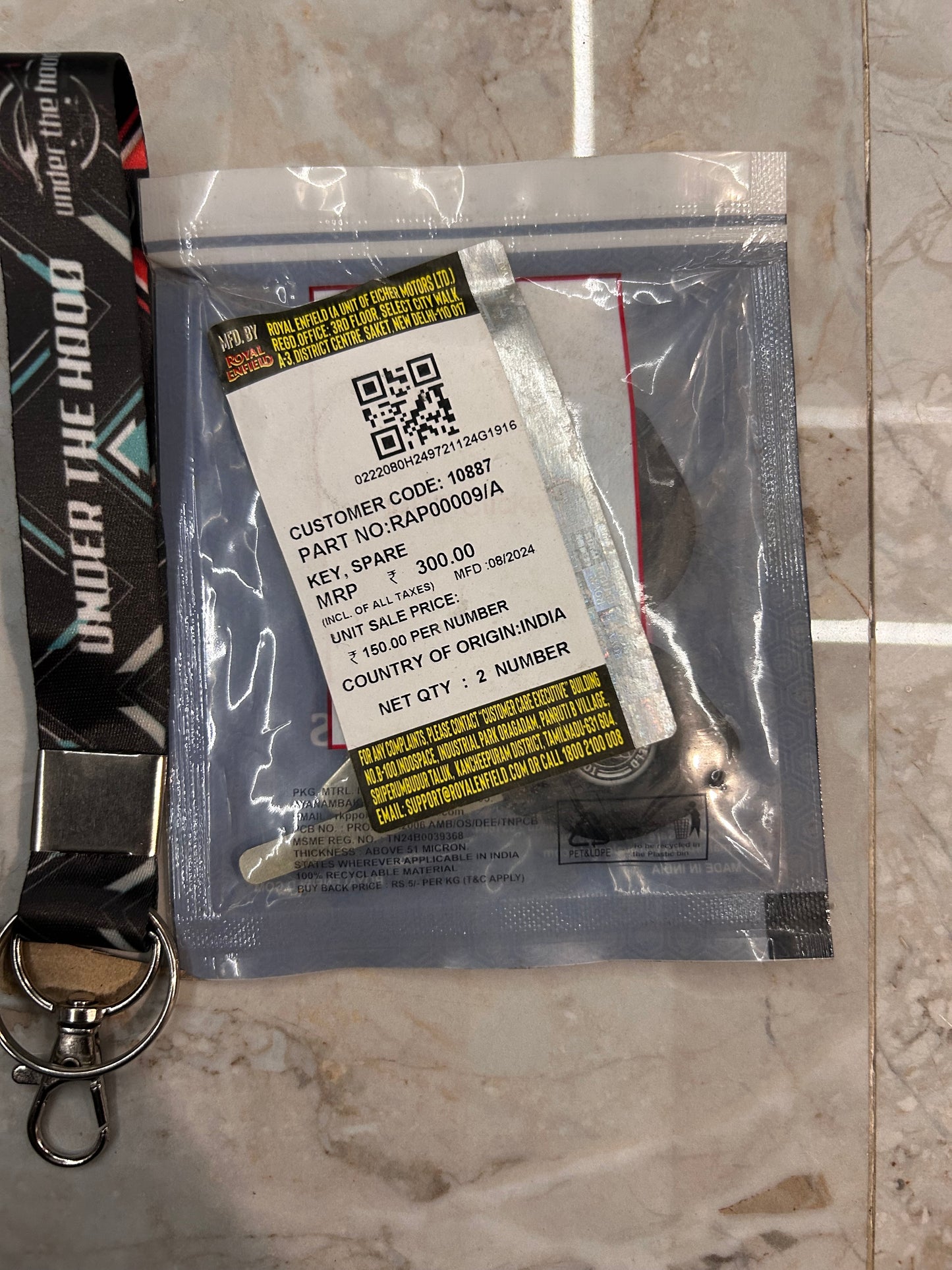 Royal Enfield RAP00009/A – Spare Key Blank (OEM) | Fits Meteor 350, Classic 350 Reborn, Hunter 350 & New Bullet 350 (J-Series)