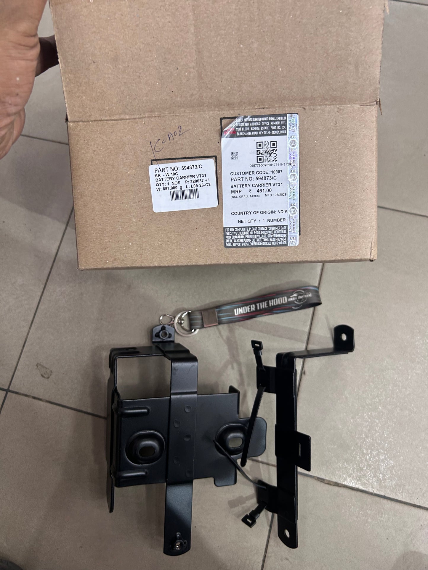 Royal Enfield 594873 / 594873/C – Battery Carrier VT31 – Genuine Battery Box Bracket for Thunderbird 350 & Thunderbird 350X ABS BS4