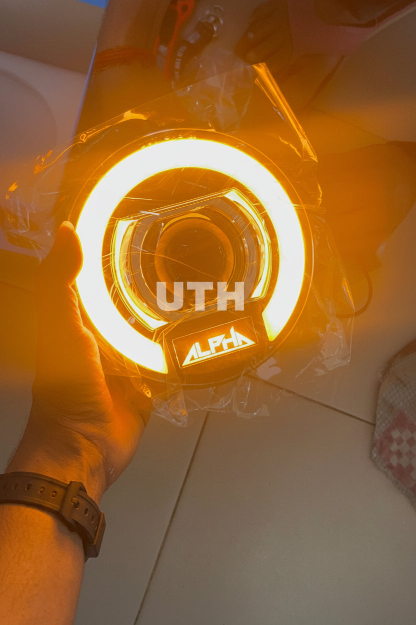 LIU HJG Alpha 7 Inch LED Projector Headlight for Royal Enfield & Universal Round Housing