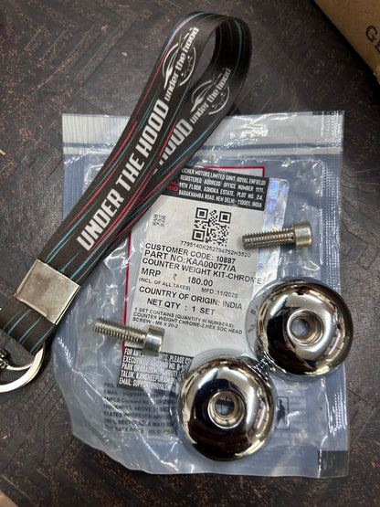 Royal Enfield KAA00077/A – Counter Weight Kit (Chrome) for All New Classic 350 (Reborn) & Meteor 350 | Genuine OEM