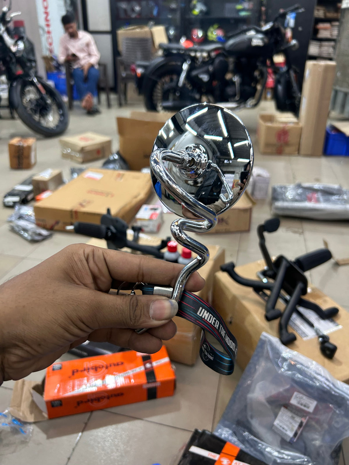 Royal Enfield Jalebi Mirror / Multi-Bend Chrome Rear View Mirror – Autobird 121MB | LH, RH or Pair