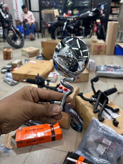Royal Enfield Jalebi Mirror / Multi-Bend Chrome Rear View Mirror – Autobird 121MB | LH, RH or Pair