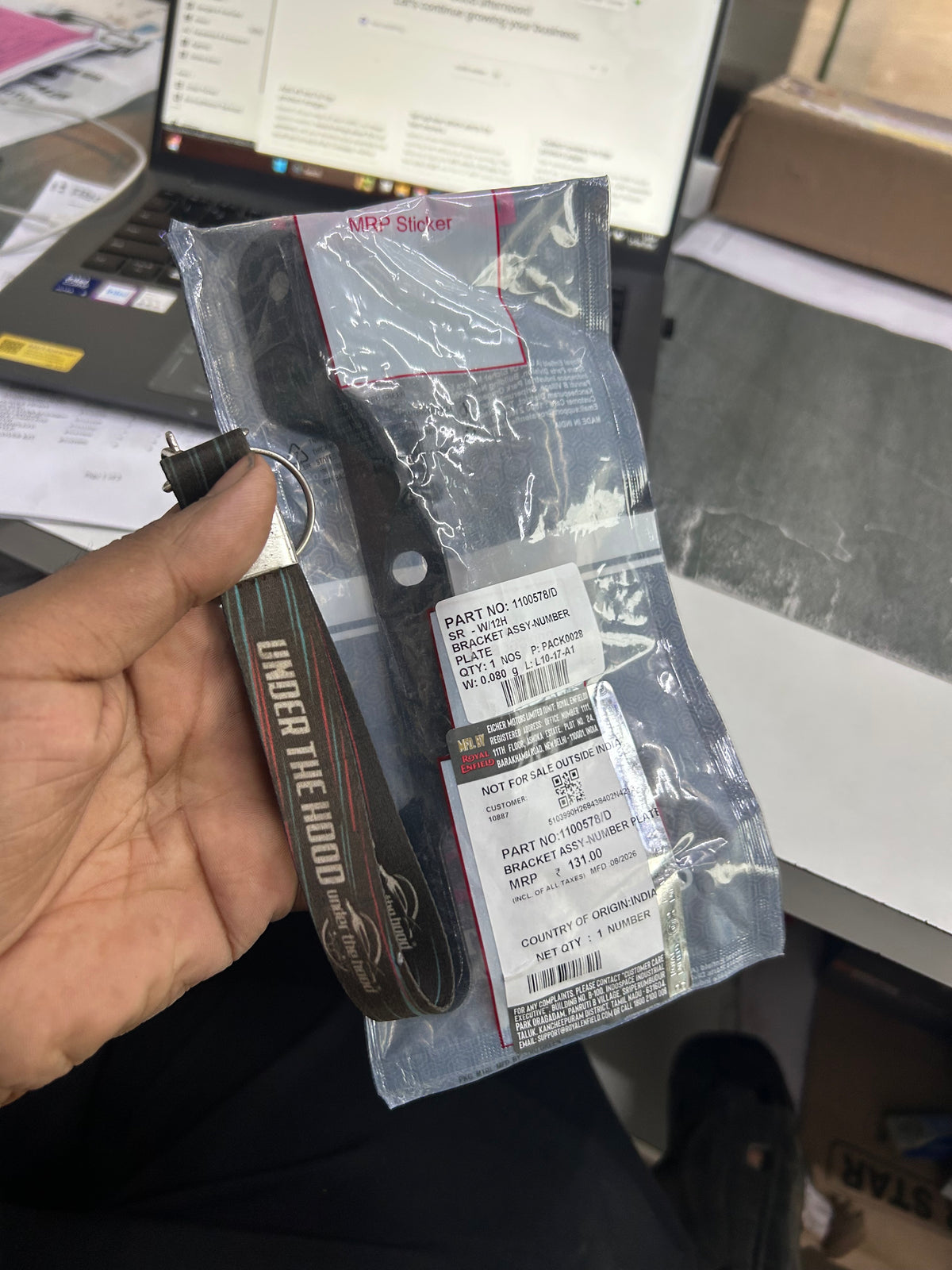 Genuine REAR Number Plate Bracket Holder for Royal Enfield Classic 350 Reborn (J-Series BS6) | 1100578/D | OEM