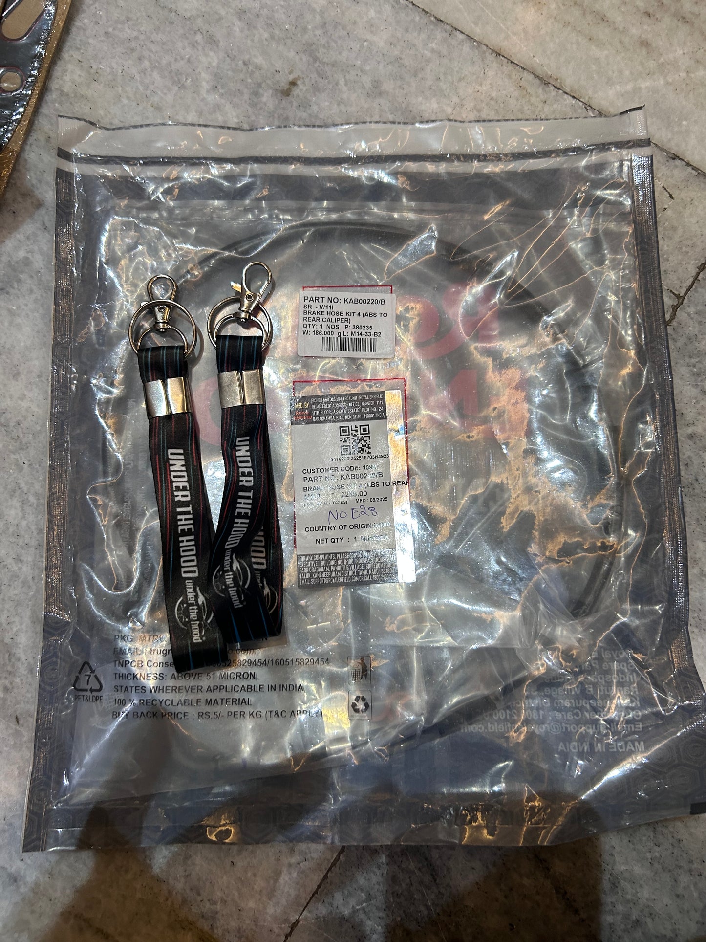 Royal Enfield KAB00220/B – Brake Hose Kit 4 (ABS to Rear Caliper) for Classic 350 Reborn (J-Series), Meteor 350 & New Bullet 350