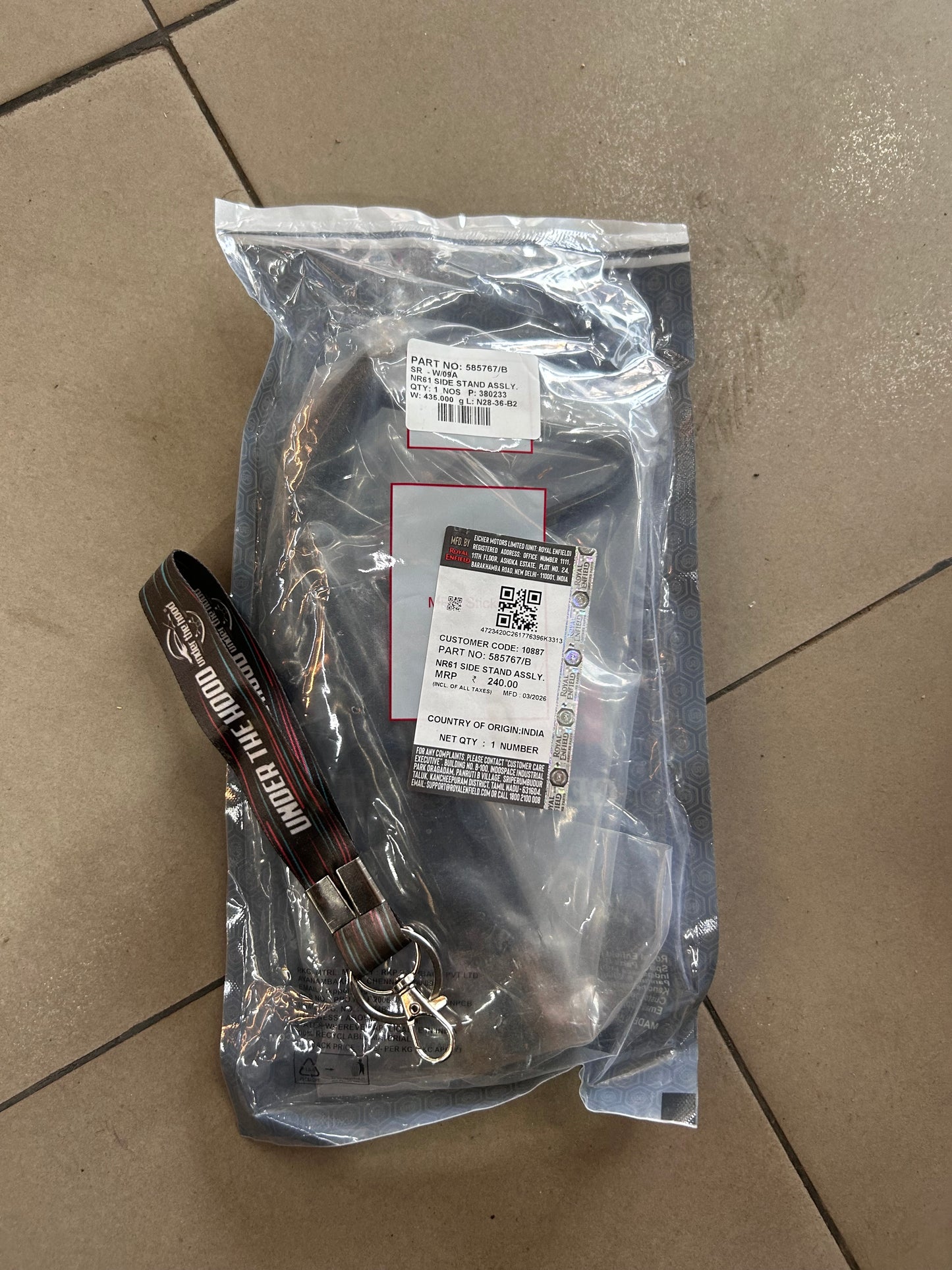 Royal Enfield 585767 — Side Stand Assembly (NR61 Side Stand Assy) for Continental GT 535 (UCE 535) — Genuine OEM