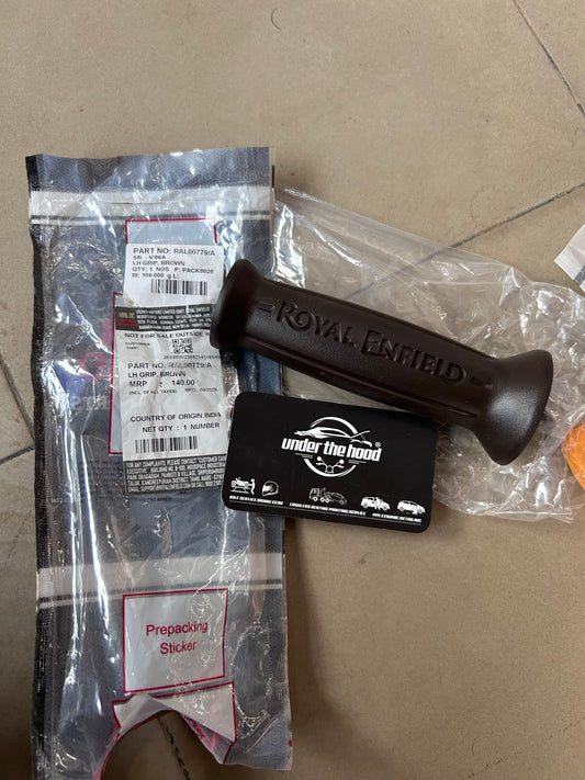 Royal Enfield Brown Grip Combo for Classic 650 Teal Models – Throttle Grip + LH Grip – RAL00778/A + RAL00779/A