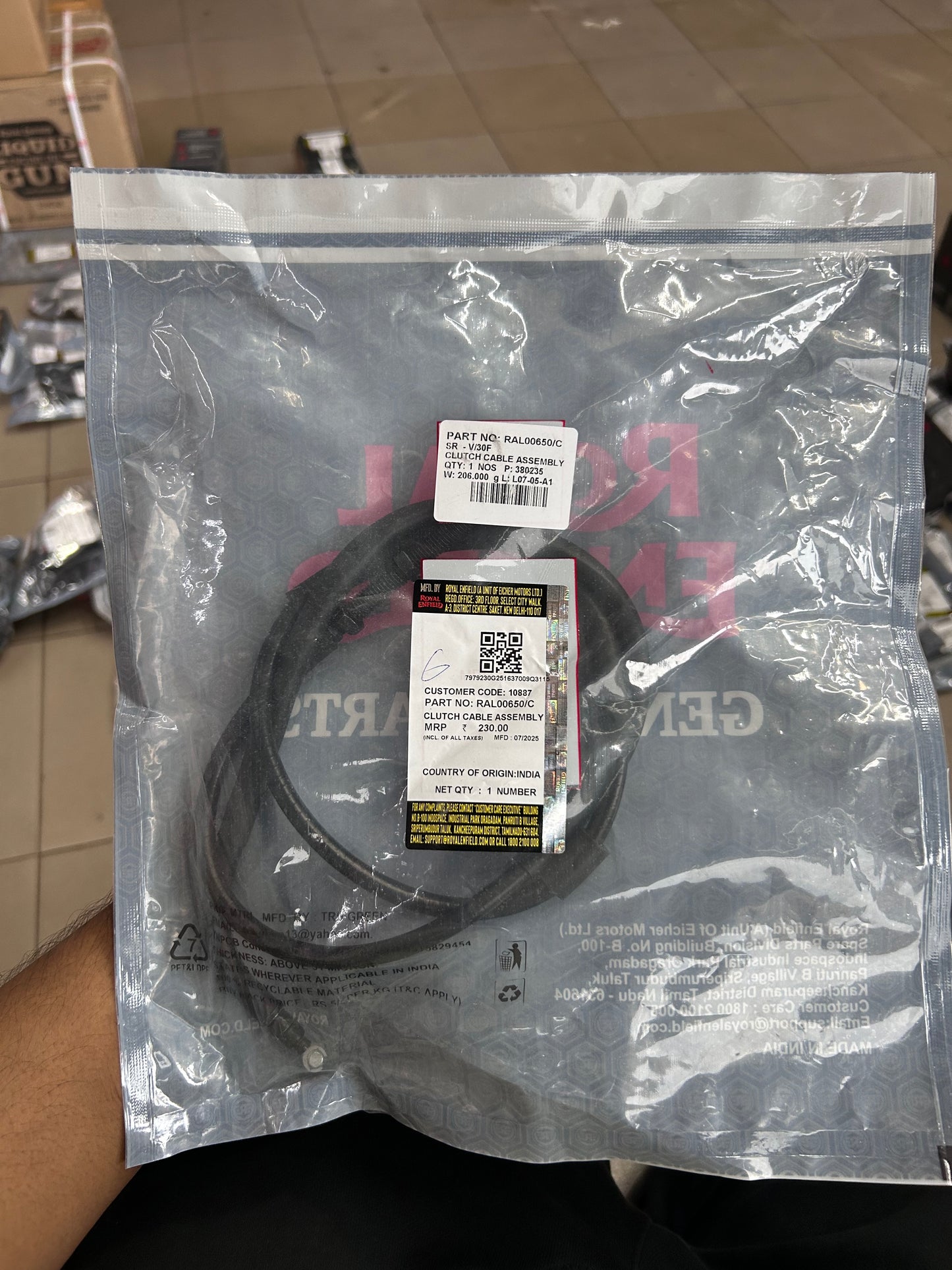 Royal Enfield RAL00650/C – Clutch Cable Assembly for Continental GT 650 (BS6)