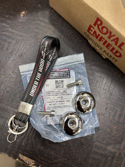 Royal Enfield KAA00077/A – Counter Weight Kit (Chrome) for All New Classic 350 (Reborn) & Meteor 350 | Genuine OEM