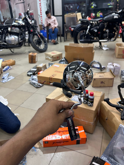 Royal Enfield Jalebi Mirror / Multi-Bend Chrome Rear View Mirror – Autobird 121MB | LH, RH or Pair
