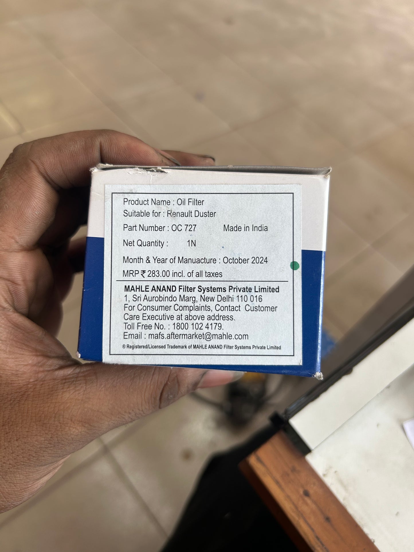 Mahle OC 727 Oil Filter – Compatible with Renault Duster, Nissan Terrano, Fluence, Pulse, Micra | 1.5L K9K Diesel Engine