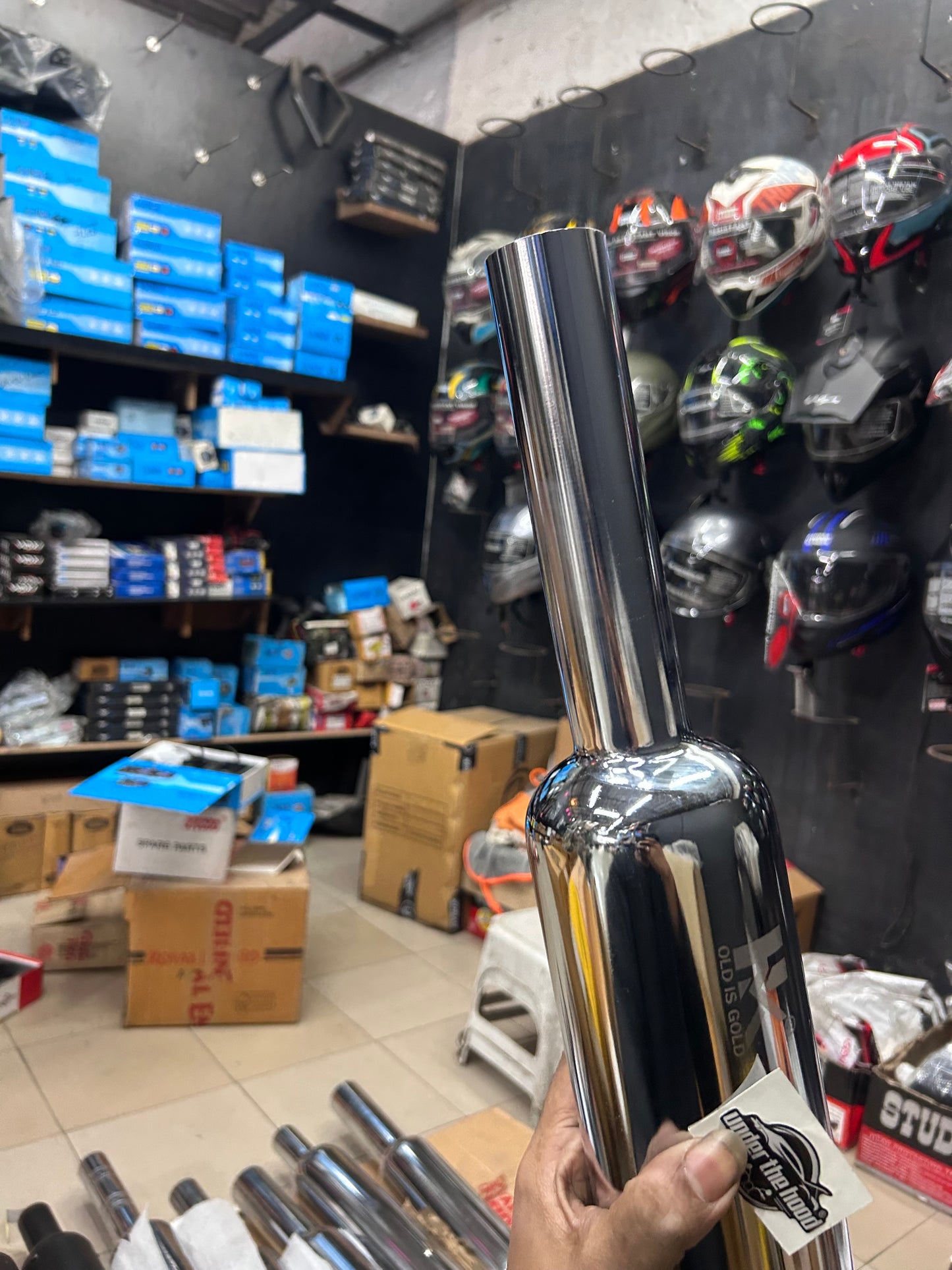 HK Long Punjab Silencer Small Mouth (Chrome) for Classic 350 Reborn & Bullet 350 J-Series (HK-LP-LONG-SM)