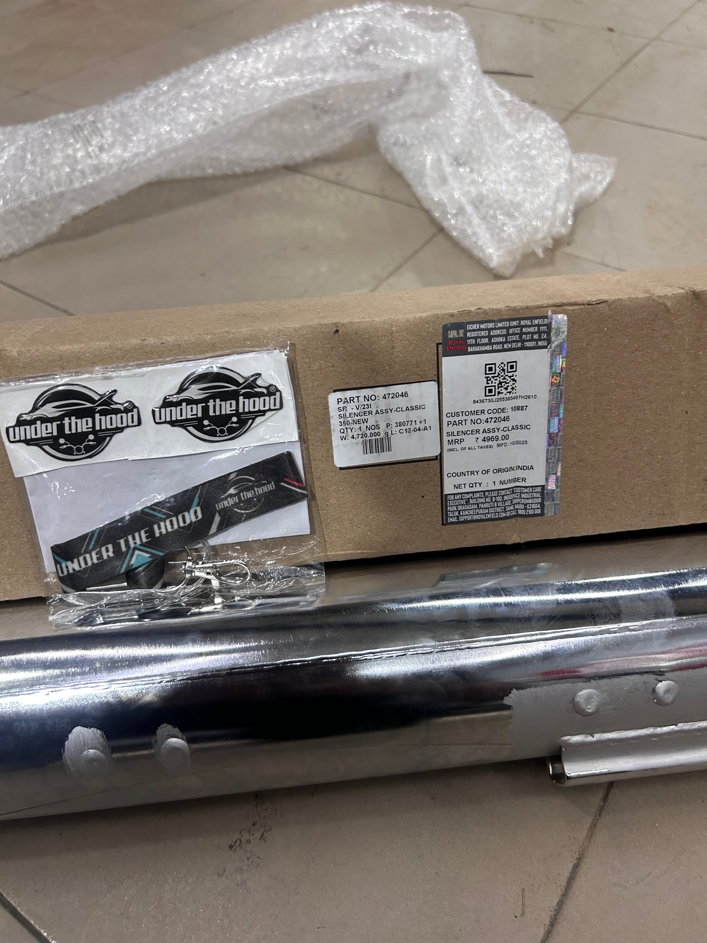 Genuine Royal Enfield Silencer Assembly – Classic 350 UCE (BS3/BS4) – Part No. 472046