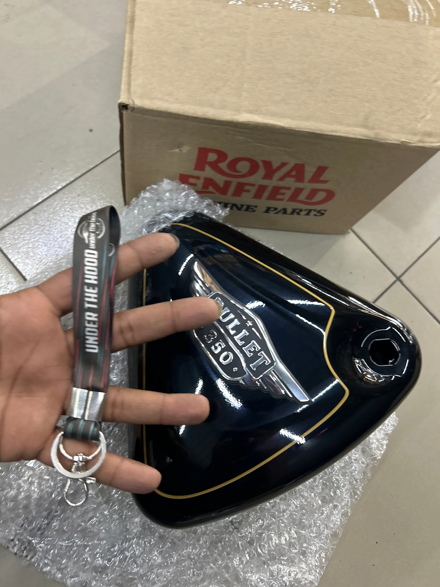 Genuine Royal Enfield Bullet 350 UCE (Kick Start) Air Filter Box Assembly with Sticker – Black – 801624