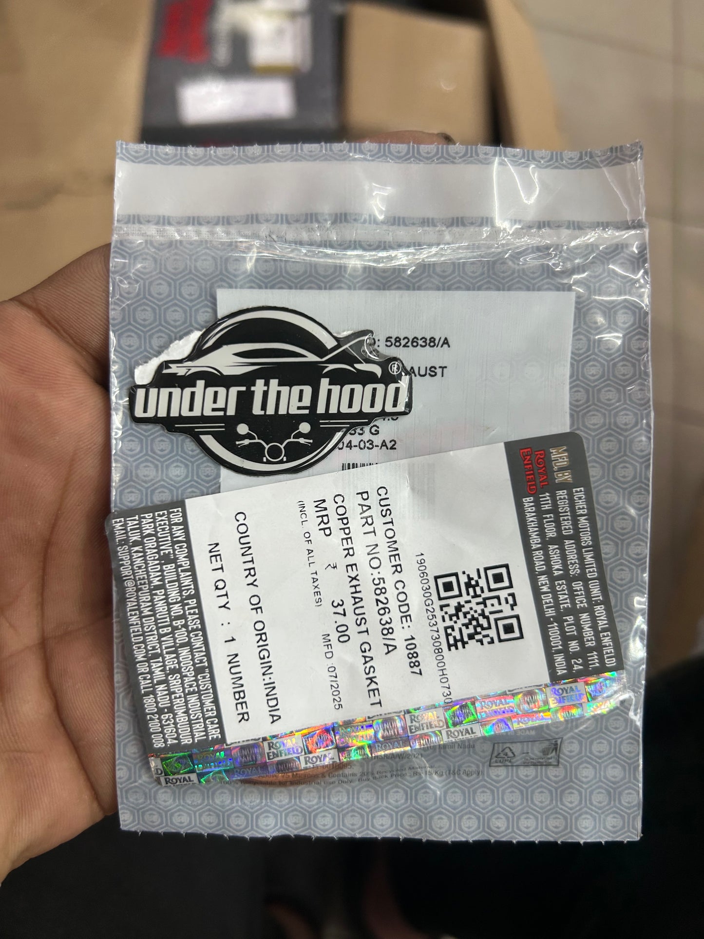 Royal Enfield 582638/A Copper Exhaust Gasket – OEM Seal for Classic Reborn, Meteor, Hunter, and UCE Models