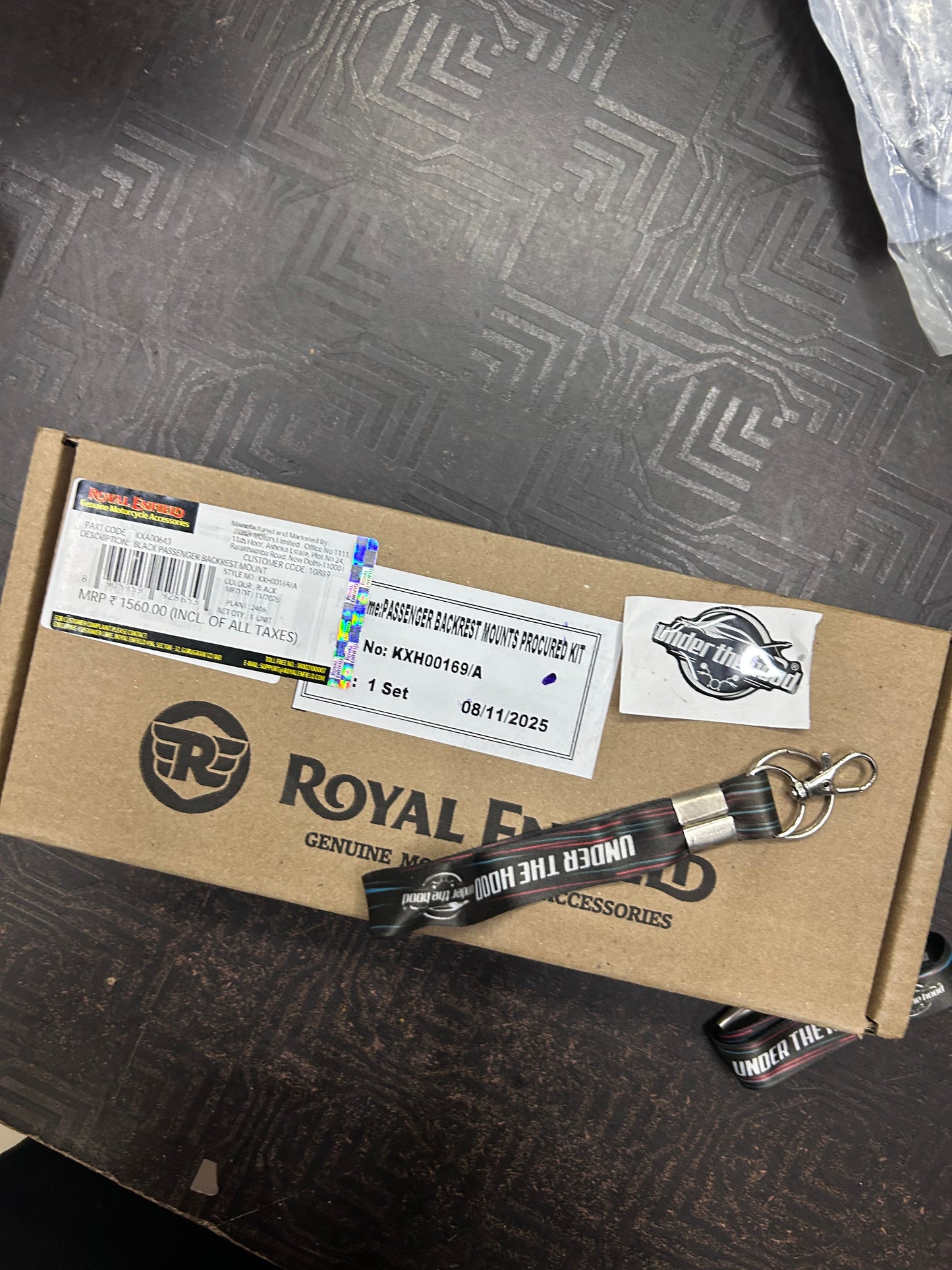 KXA00643 Royal Enfield Black Passenger Backrest Mounts (Pillion Backrest Arms) for Classic 350 | Genuine GMA