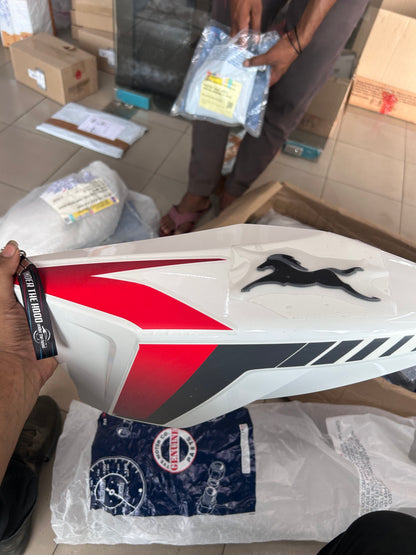 TVS Genuine Apache RTR 160 WT Edition Left Fuel Tank Cover with Tapeset Pearl White N92228802FM