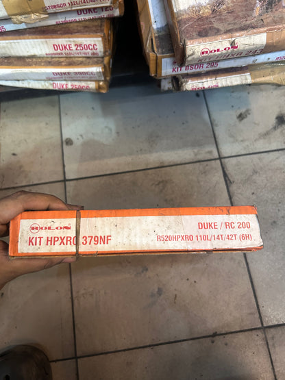 Rolon HPXRO 379NF Orange X-Ring Chain & Sprocket Kit – KTM Duke 200 / RC 200 (14T/42T, 110L, 6-Hole)