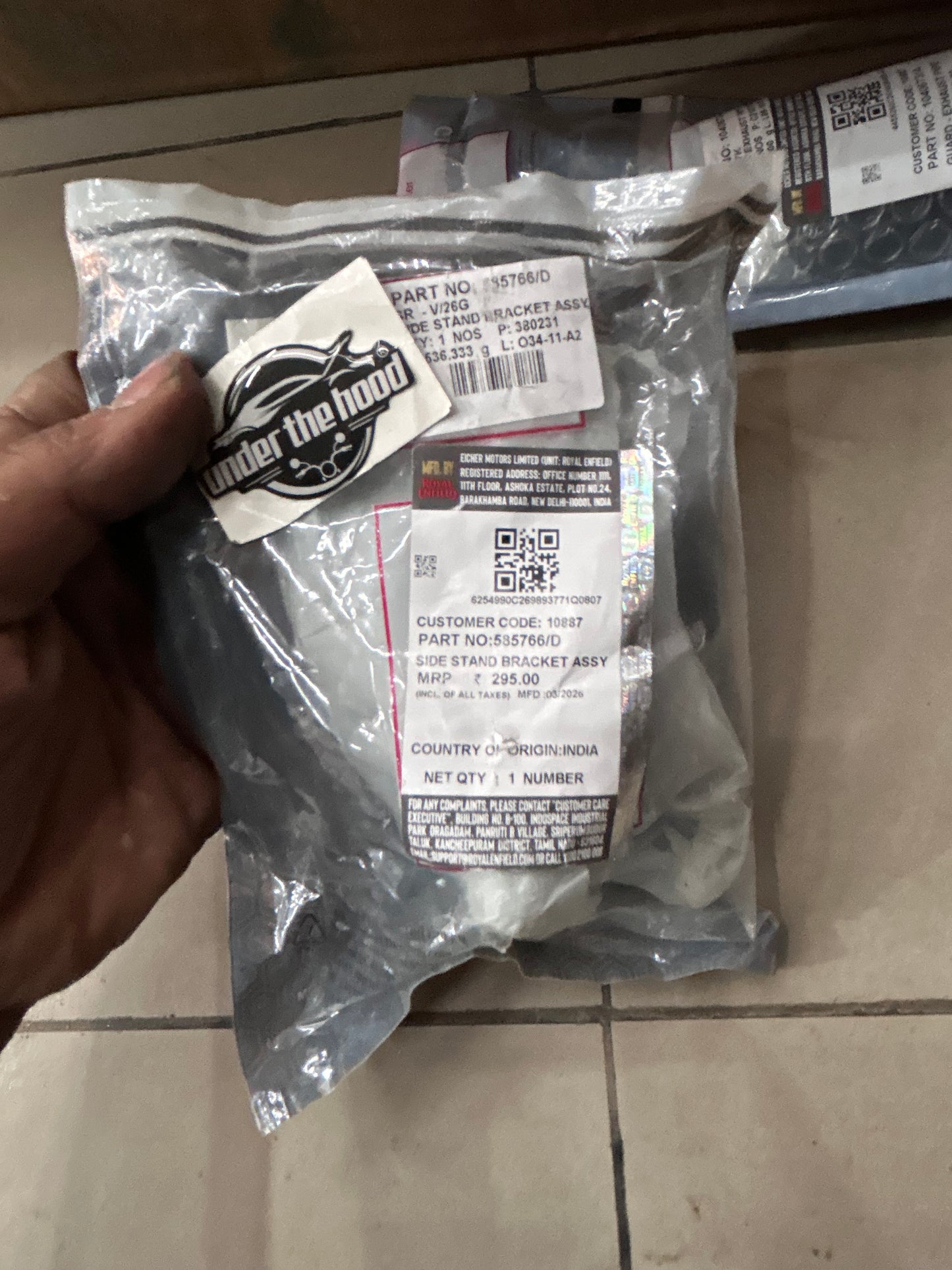 Royal Enfield 585766 — Side Stand Bracket Assembly (NR61 Side Stand Bracket Assy) for Continental GT 535 (UCE 535) — Genuine OEM
