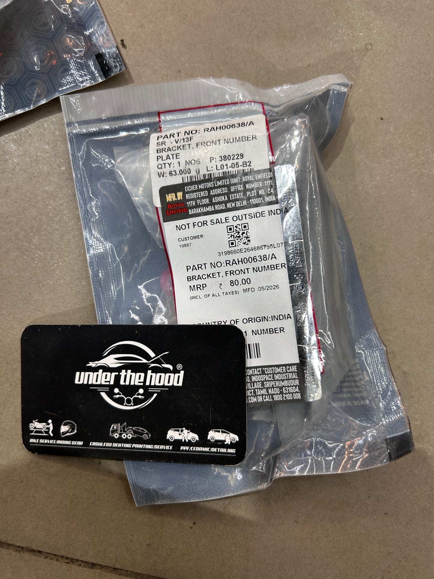 Royal Enfield Front Number Plate Bracket RAH00638/A for Interceptor 650 & Continental GT 650