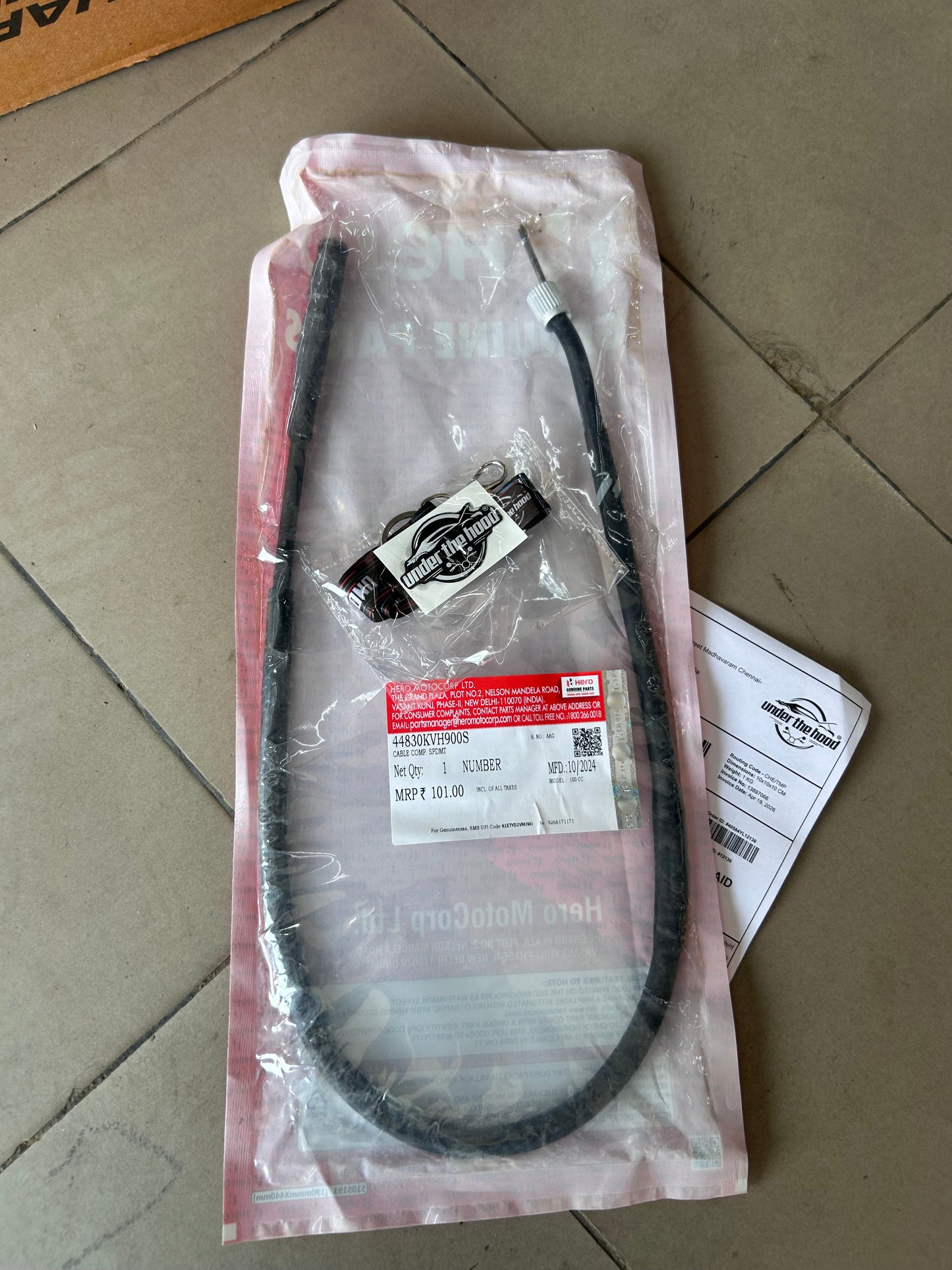 Hero Genuine Speedometer Cable for Splendor NXG, Splendor+ & Splendor iSmart | Meter Cable / Speedo Wire | 44830KVH900S