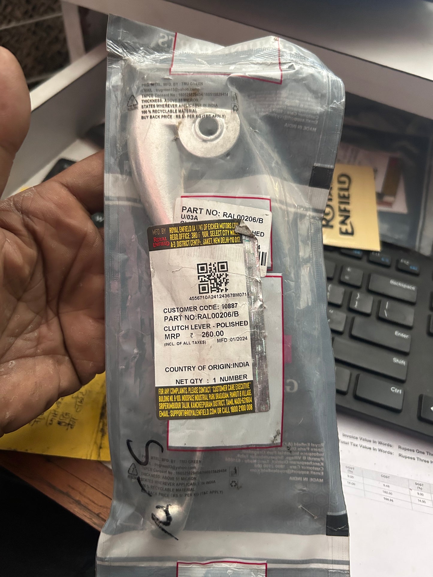 Royal Enfield RAL00206/B Clutch Lever Assembly – Polished