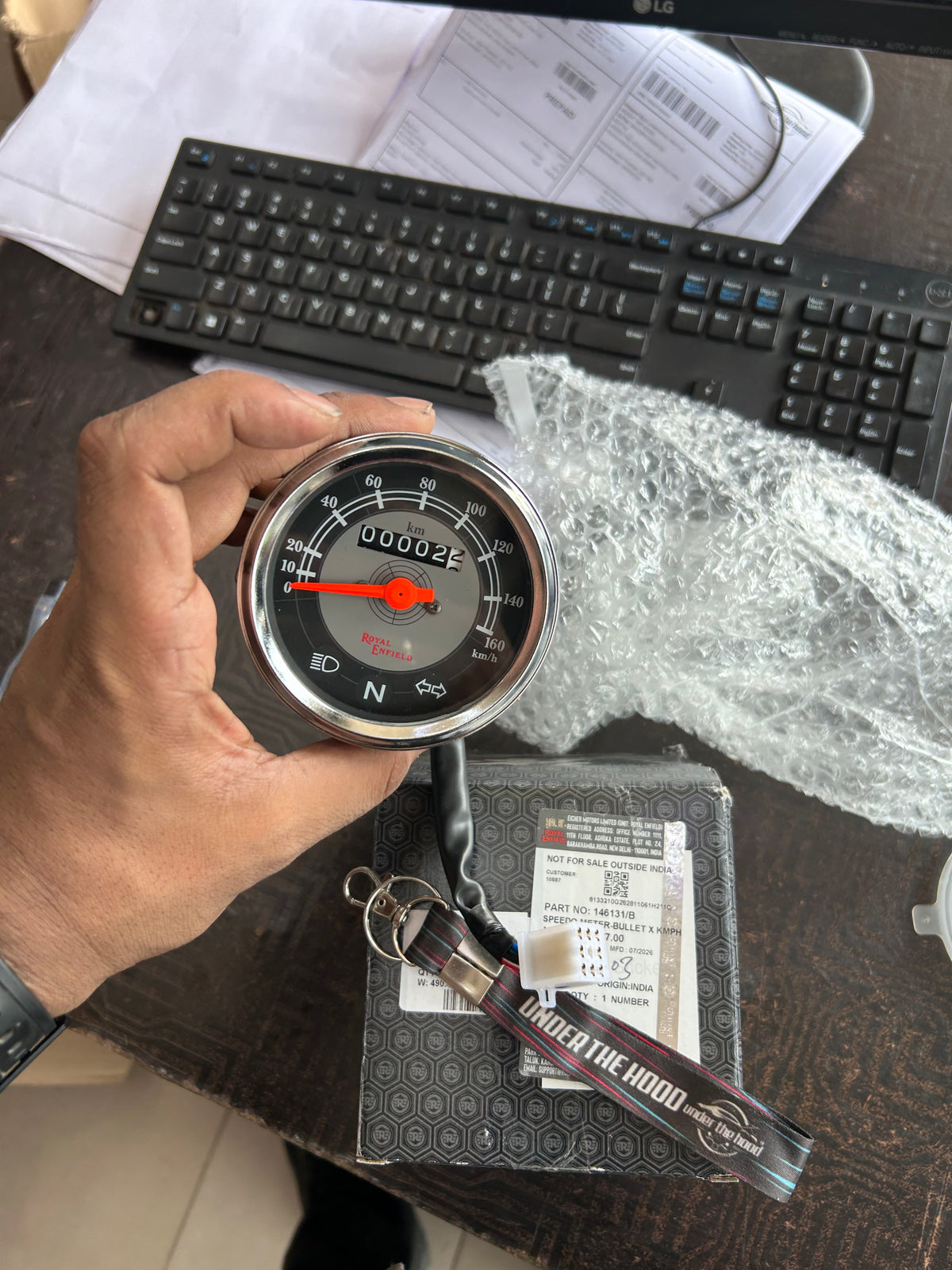 Royal Enfield Electra X 500 Grey-Face KM/H Speedometer – 146131/B