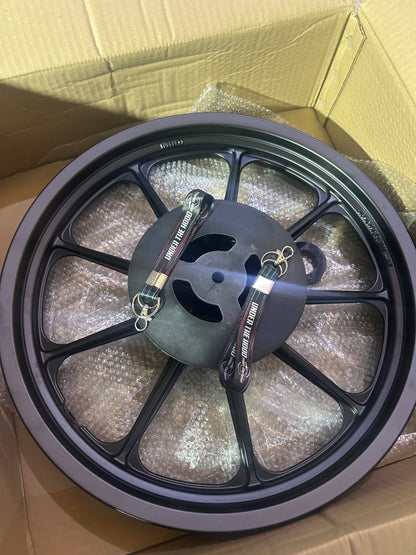 Original Royal Enfield Alloy Wheels (UCE Dual-Disc) — Front 19" 1120035/B + Rear 18" 1120040/B — Fits Classic 350/500 UCE & Thunderbird 350/500 (rear) — Genuine OE