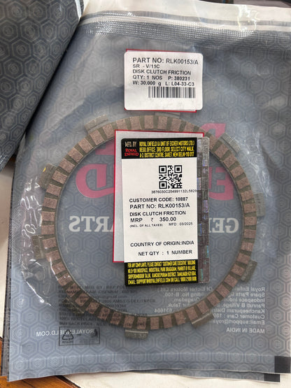 Royal Enfield Himalayan 450 / Guerrilla 450 – Complete Clutch Friction Plate Set (6 Pcs) – RLK00097/A + RLK00153/A