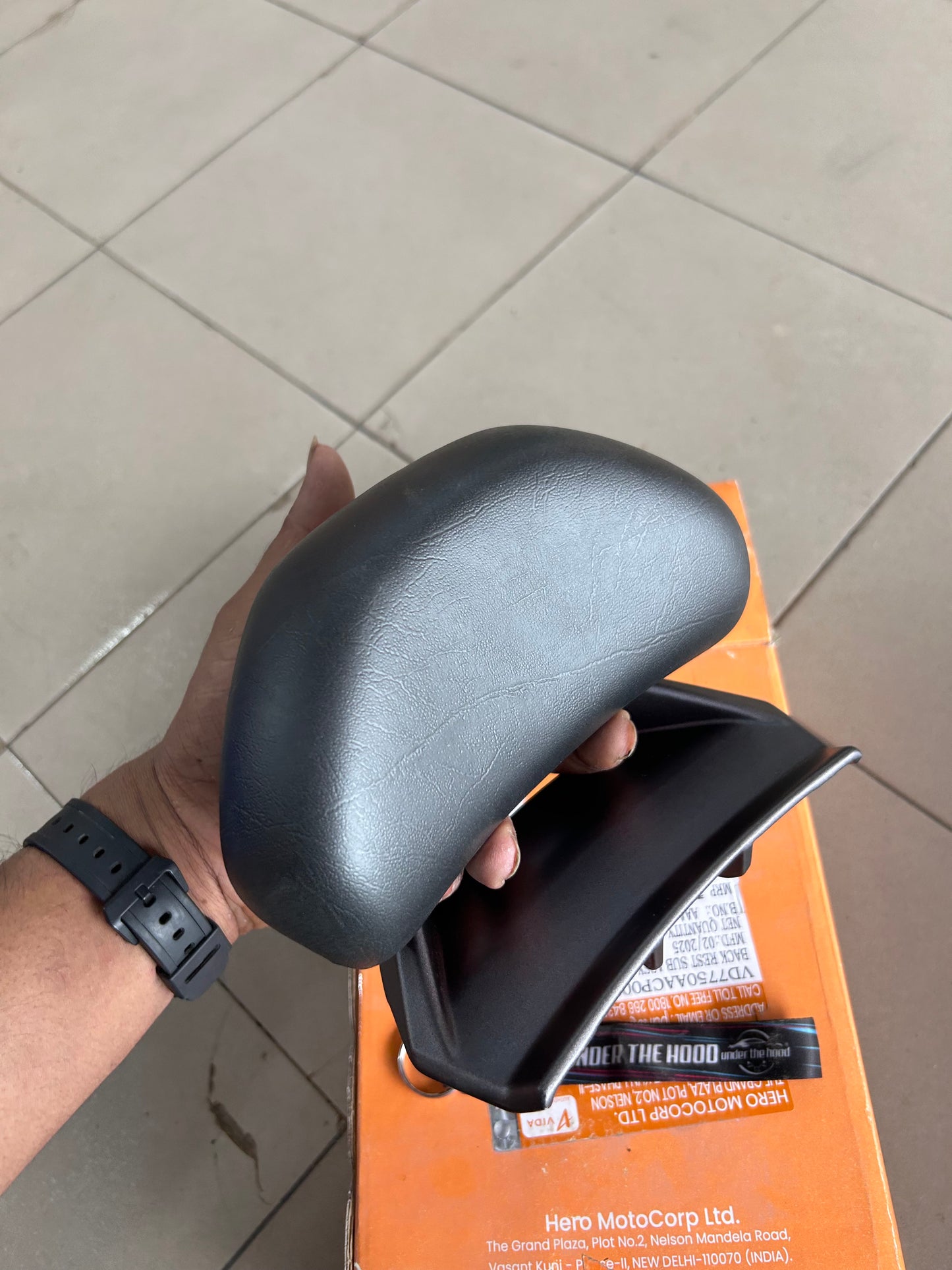 VIDA V2 Genuine Back Rest Sub Assembly Metallic Matt Gun Metal – Pillion Backrest / Passenger Support – VD7750AACP000YS
