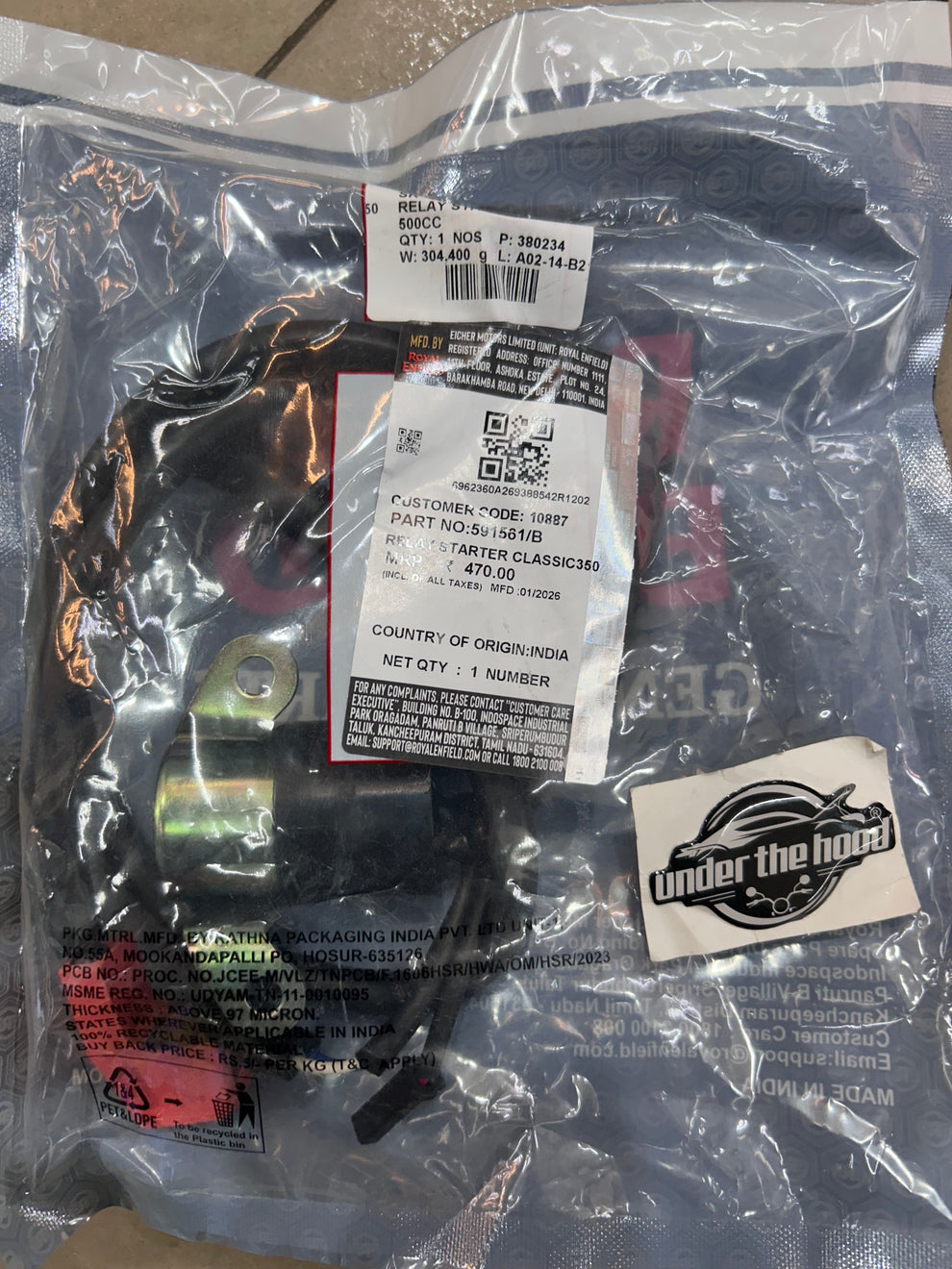 Royal Enfield Starter Relay 591561/B (147955/E) – Classic/Electra ...