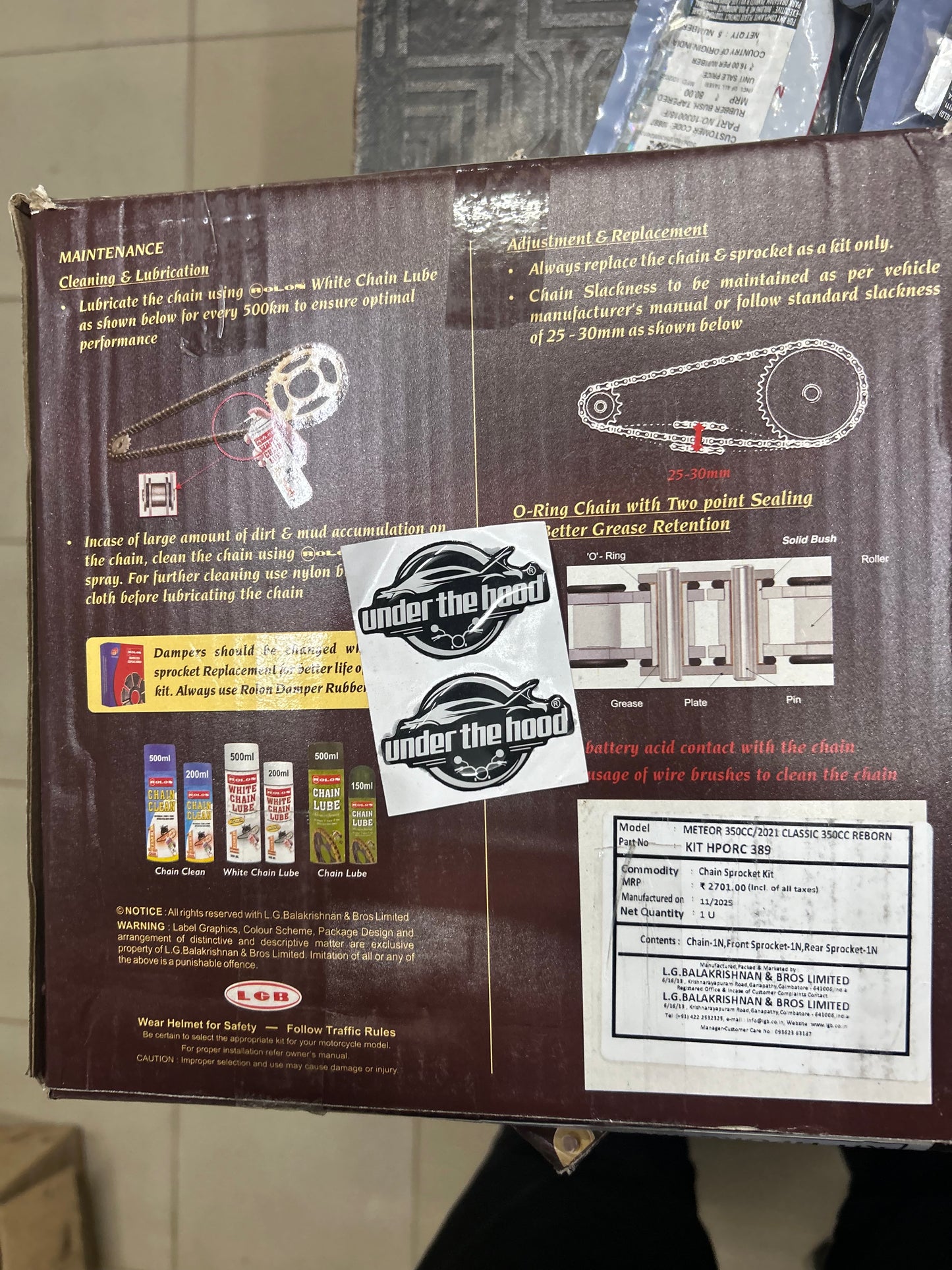 Rolon HPORC 389 Brass O-Ring Chain & Sprocket Kit for Royal Enfield Meteor 350 / Classic 350 Reborn / Hunter 350 – 15T/42T, 520, 104L – HPORC 389