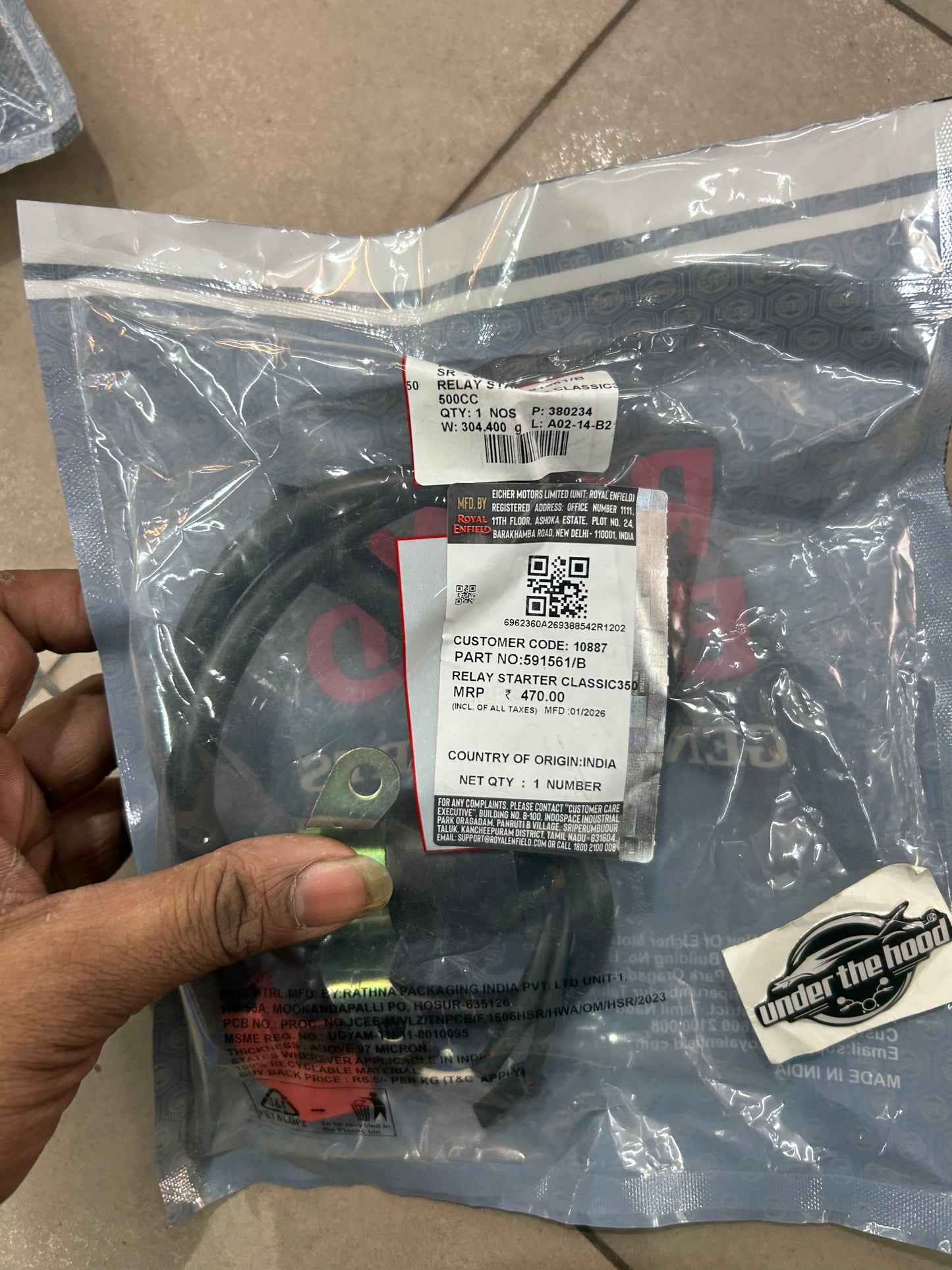 Royal Enfield Starter Relay (Relay Starter) 591561/B – Classic 350 / Electra 350 UCE (ES) / Classic 500 EFI / Bullet 500 EFI