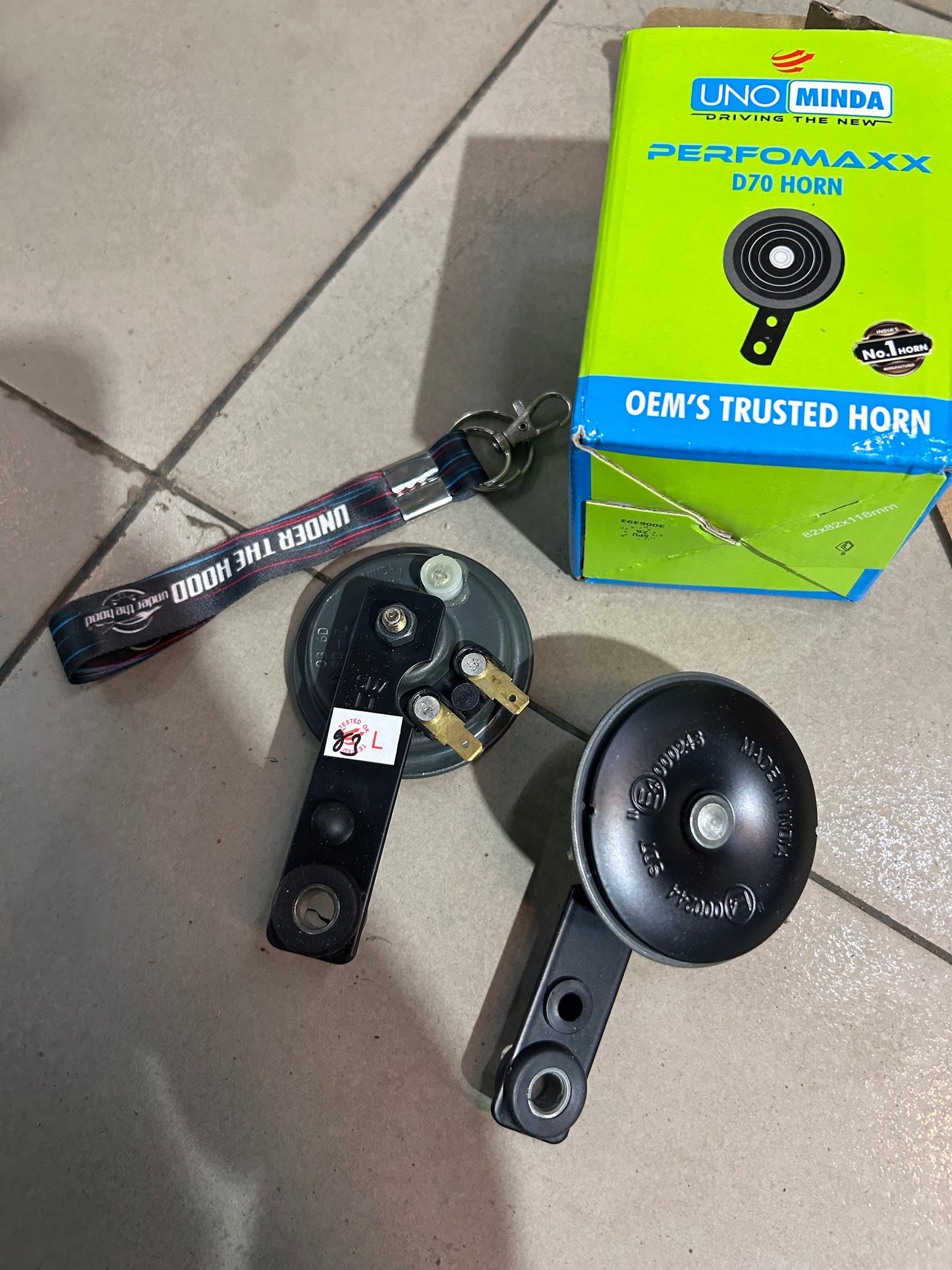 UNO Minda D815319 Performaxx D70/K70 Dual Horn Set for Bajaj Pulsar – 12V 70mm High + Low Tone, Pair of 2